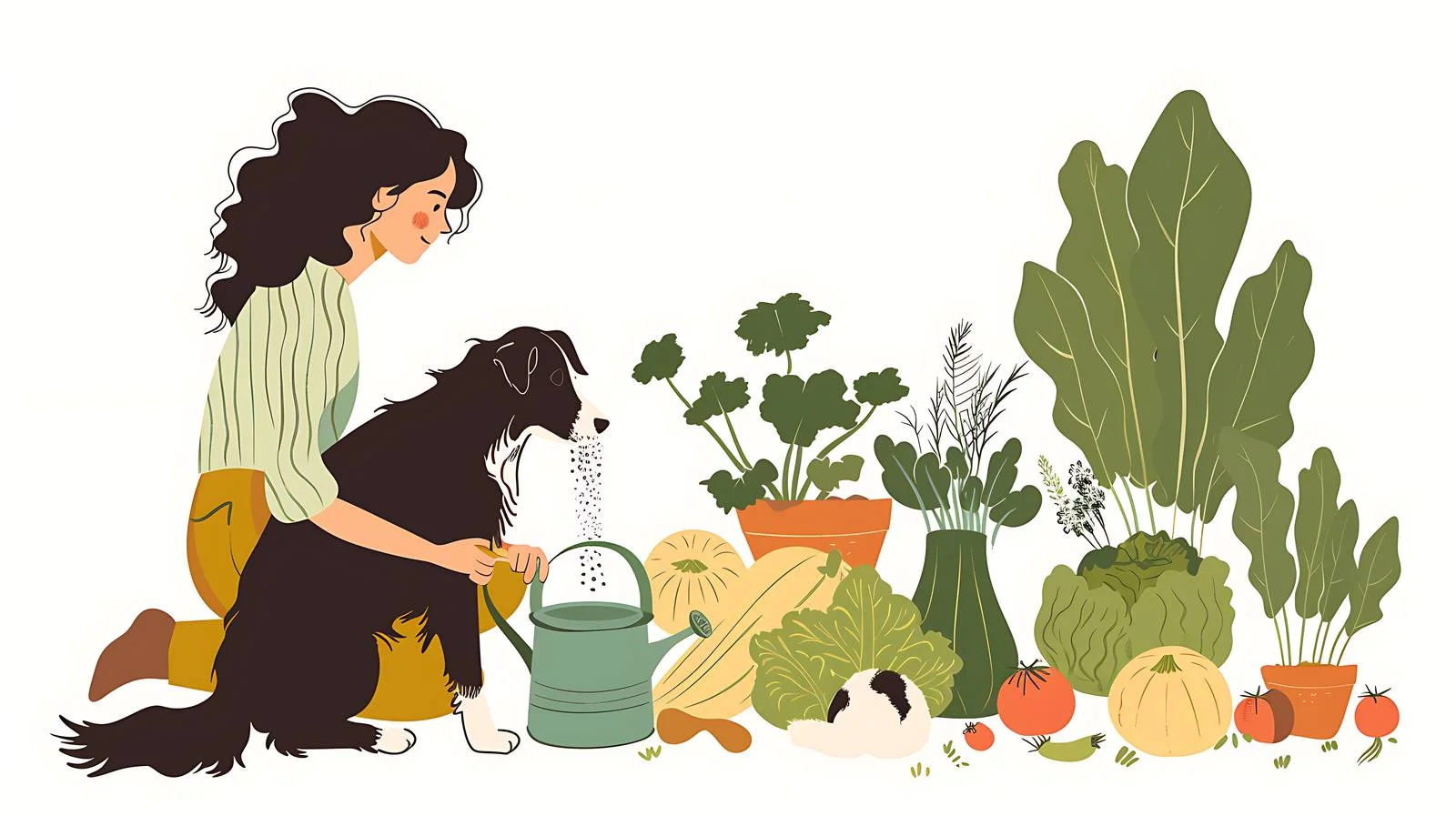 Serene Woman Watering Plant Outdoors — free download from Dotvec