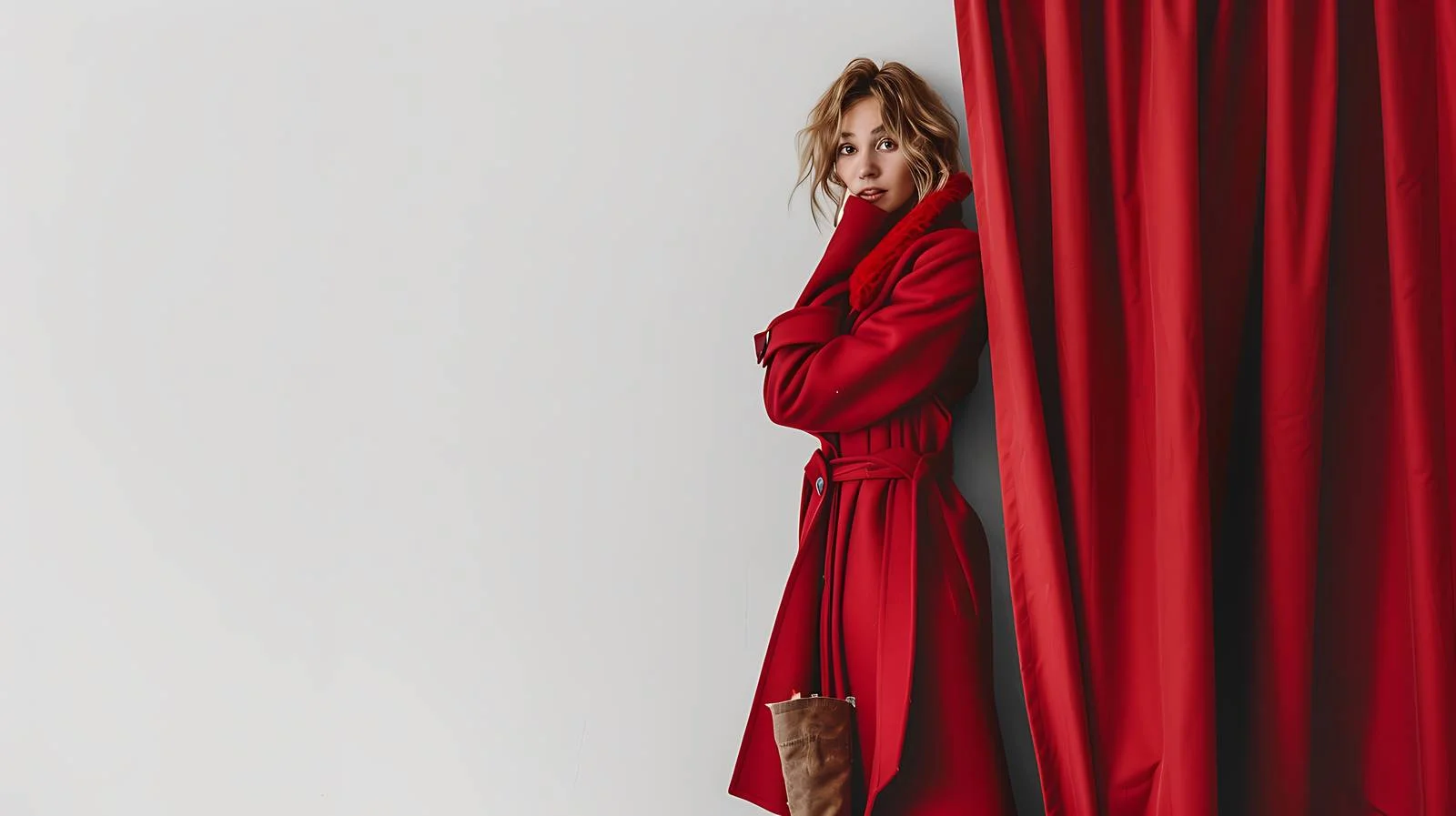 Fashionable Woman in Red Coat — free download from Dotvec