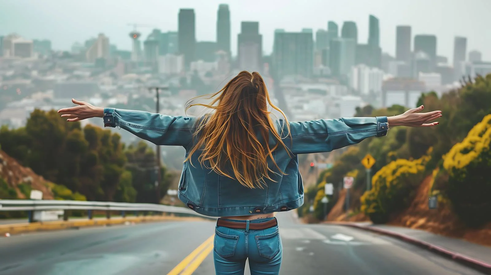 Serene Woman on City Road — free download from Dotvec