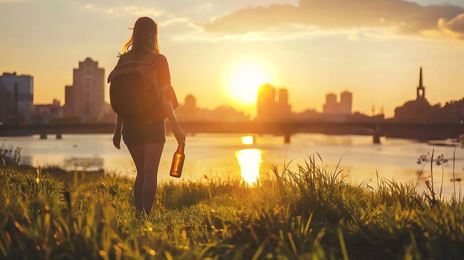 Stylish Woman Enjoying Beer Outdoors — free download from Dotvec
