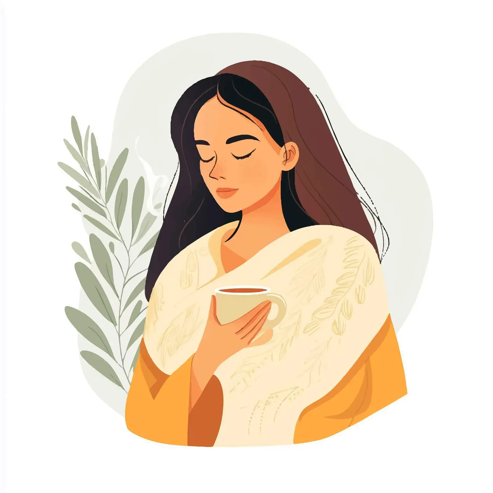 Woman Cozy with Blanket Enjoying Hot Tea — free download from Dotvec