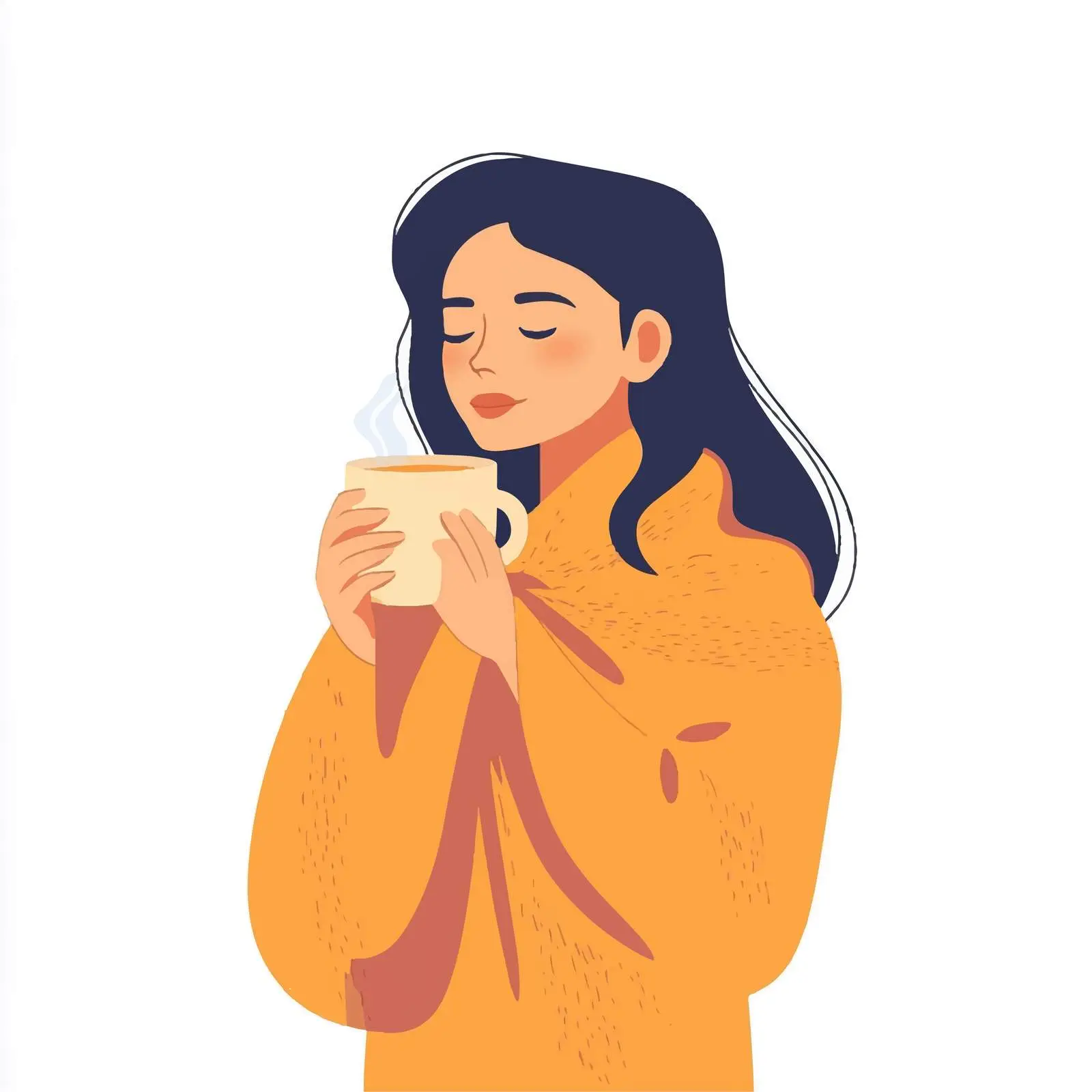 Woman Enjoying Tea Wrapped in a Cozy Blanket — free download from Dotvec