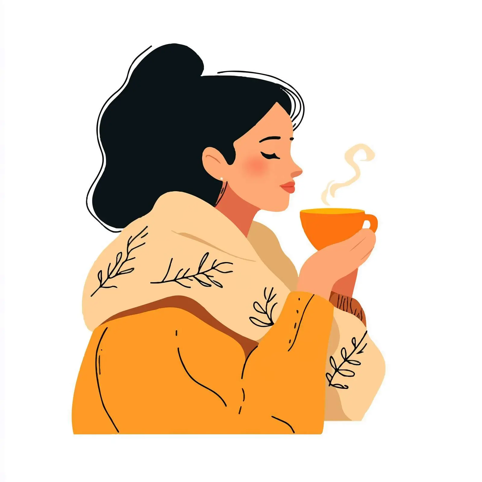 Woman Enjoying Tea with Cozy Blanket — free download from Dotvec