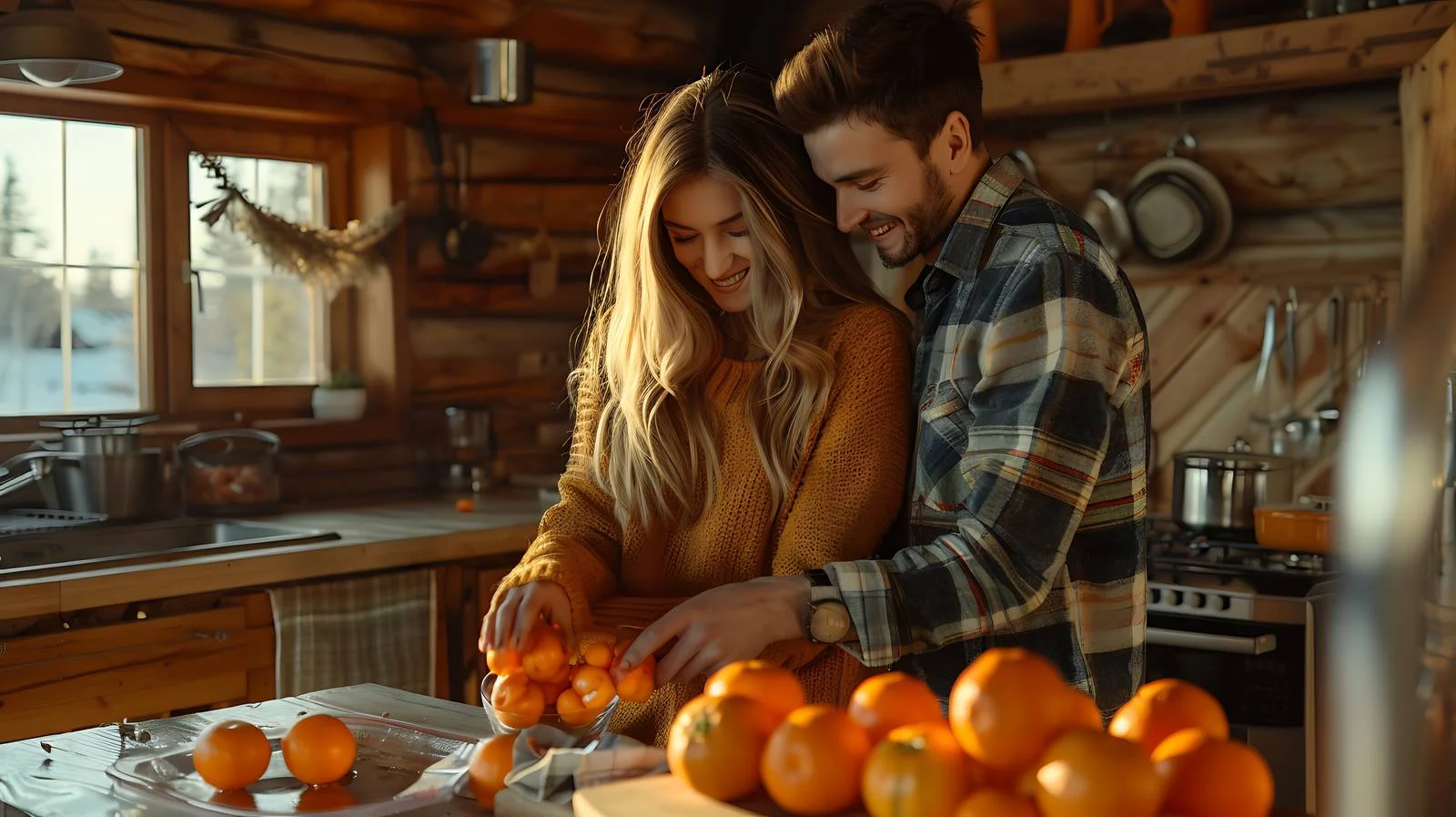 Couple Preparing in Wooden Cabin — free download from Dotvec