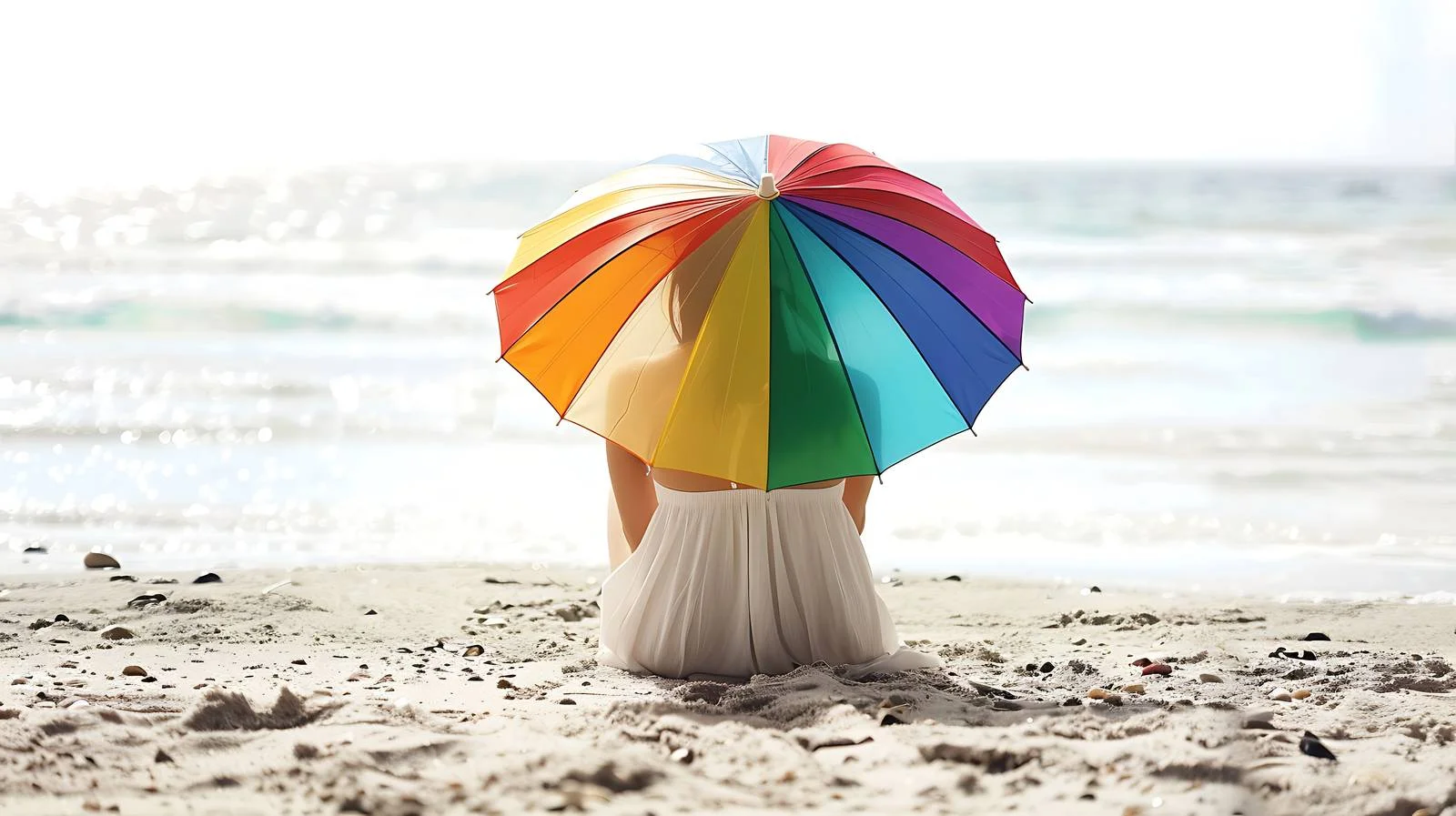 Serene Beach Umbrella Relaxation Scene — free download from Dotvec