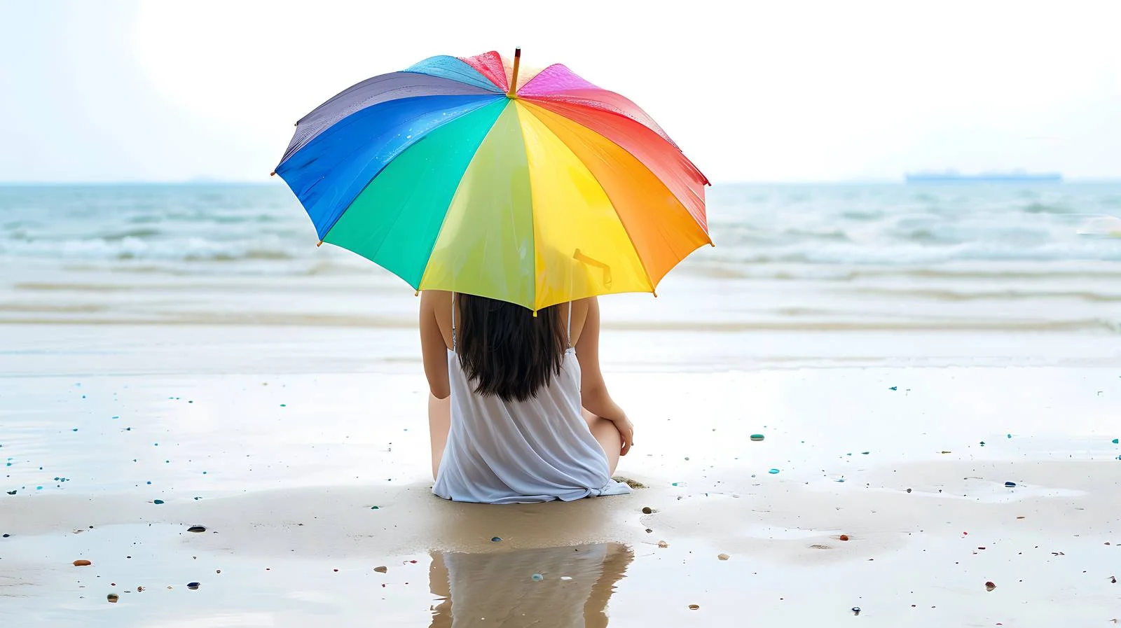 Vibrant Beach Scene with Woman — free download from Dotvec