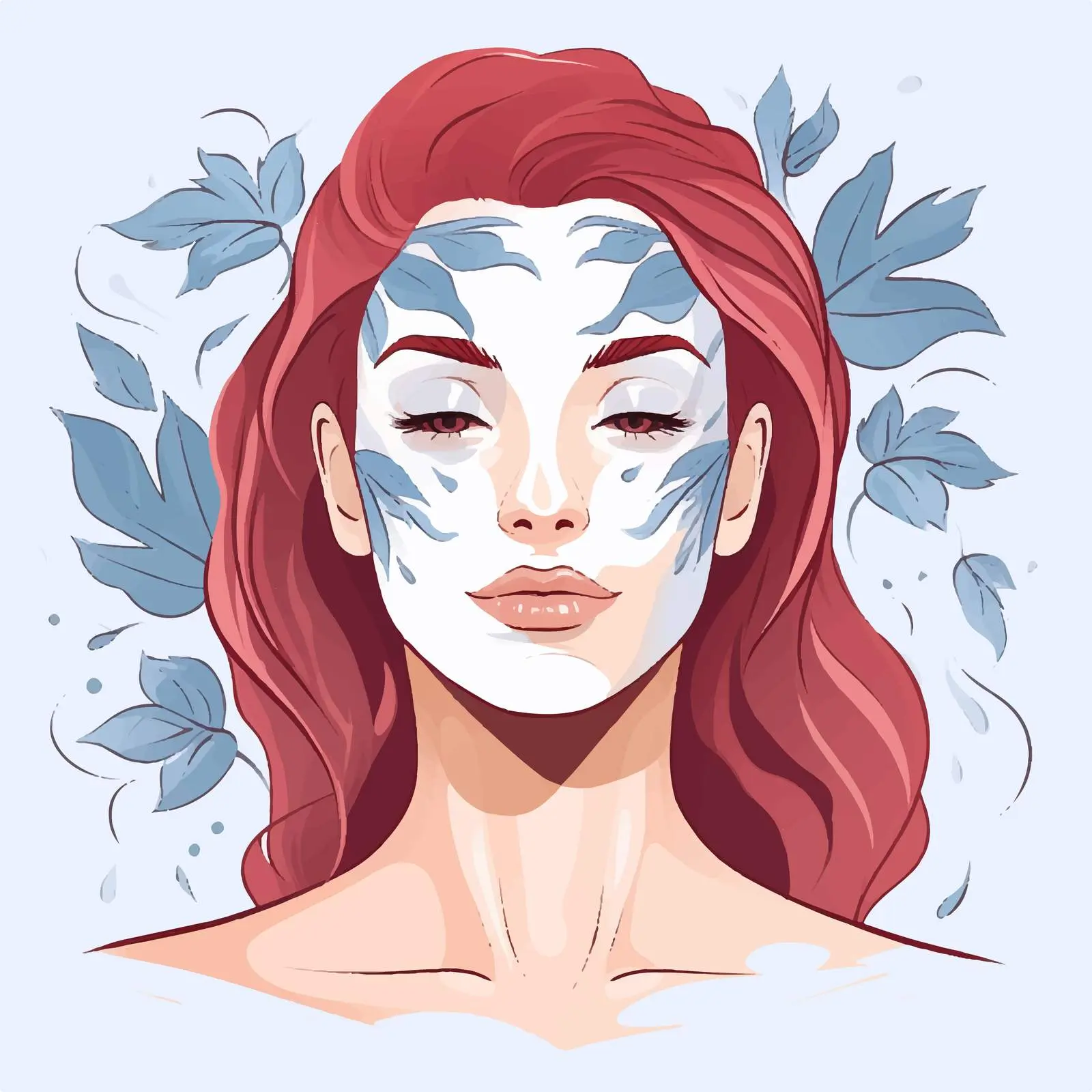 Woman with Facial Mask Cartoon Illustration — free download from Dotvec