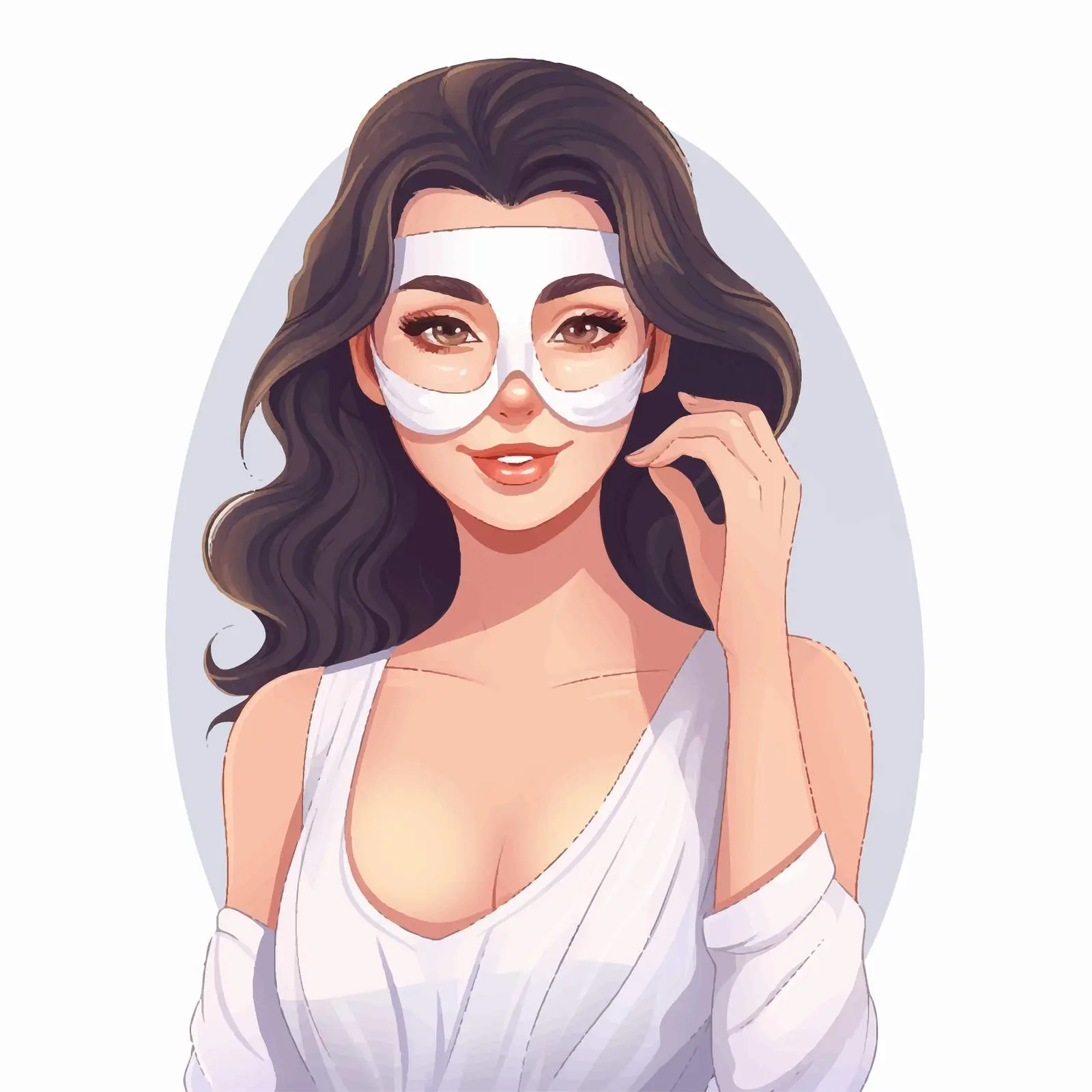 Cartoon Woman with Facial Mask Illustration — free download from Dotvec