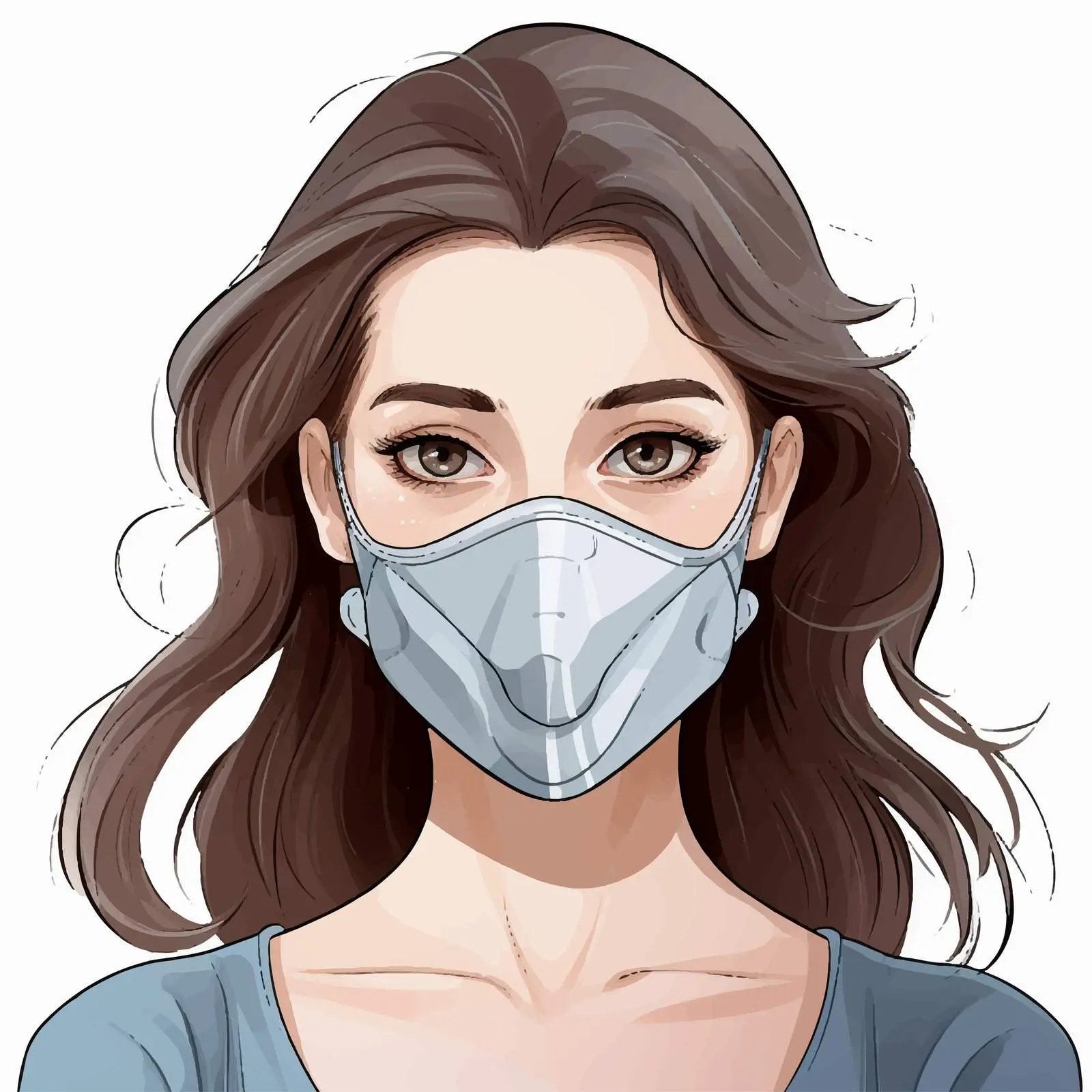 Cartoon Woman with Facial Mask Illustration — free download from Dotvec