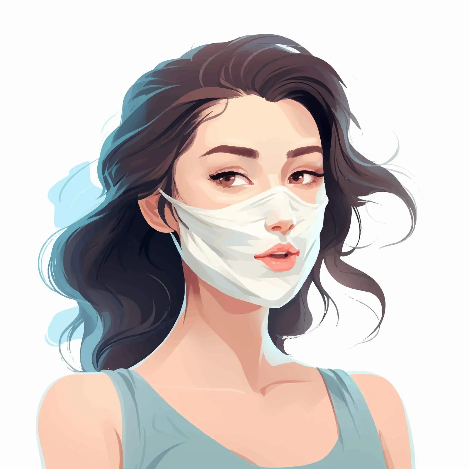 Cartoon Woman with Facial Mask Vector Illustration — free download from Dotvec