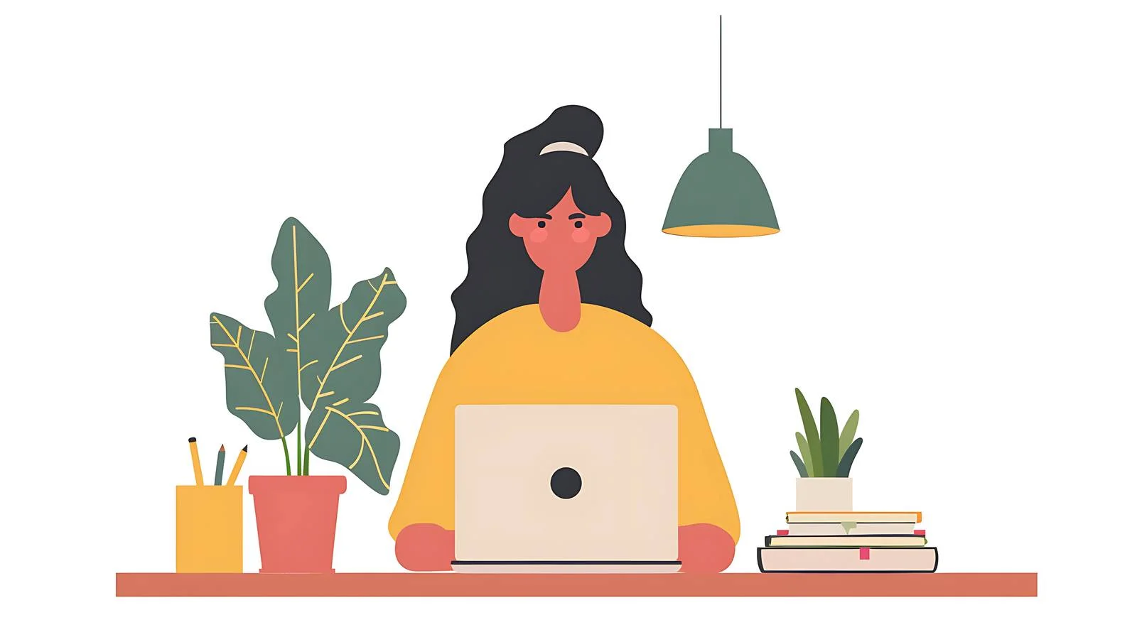 Home Office Woman Working Laptop Isolated — free download from Dotvec