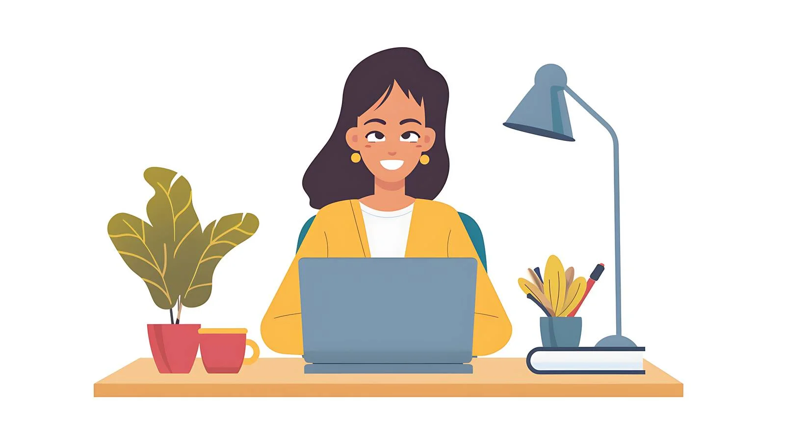 Home Office Woman with Laptop — free download from Dotvec