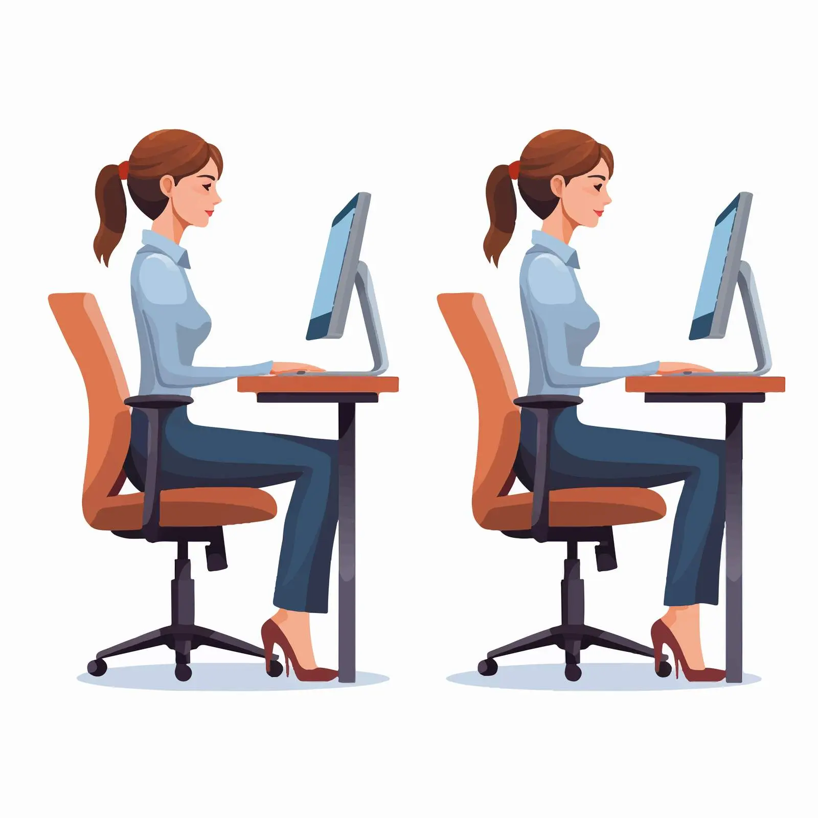 Female Office Worker Using Computer in Vector Design — free download from Dotvec