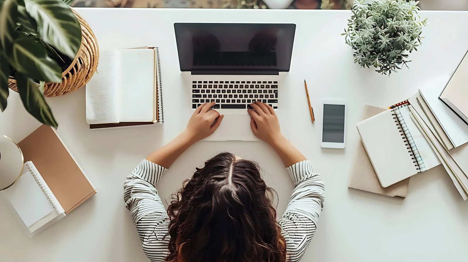 Woman Working at Home with Laptop — free download from Dotvec