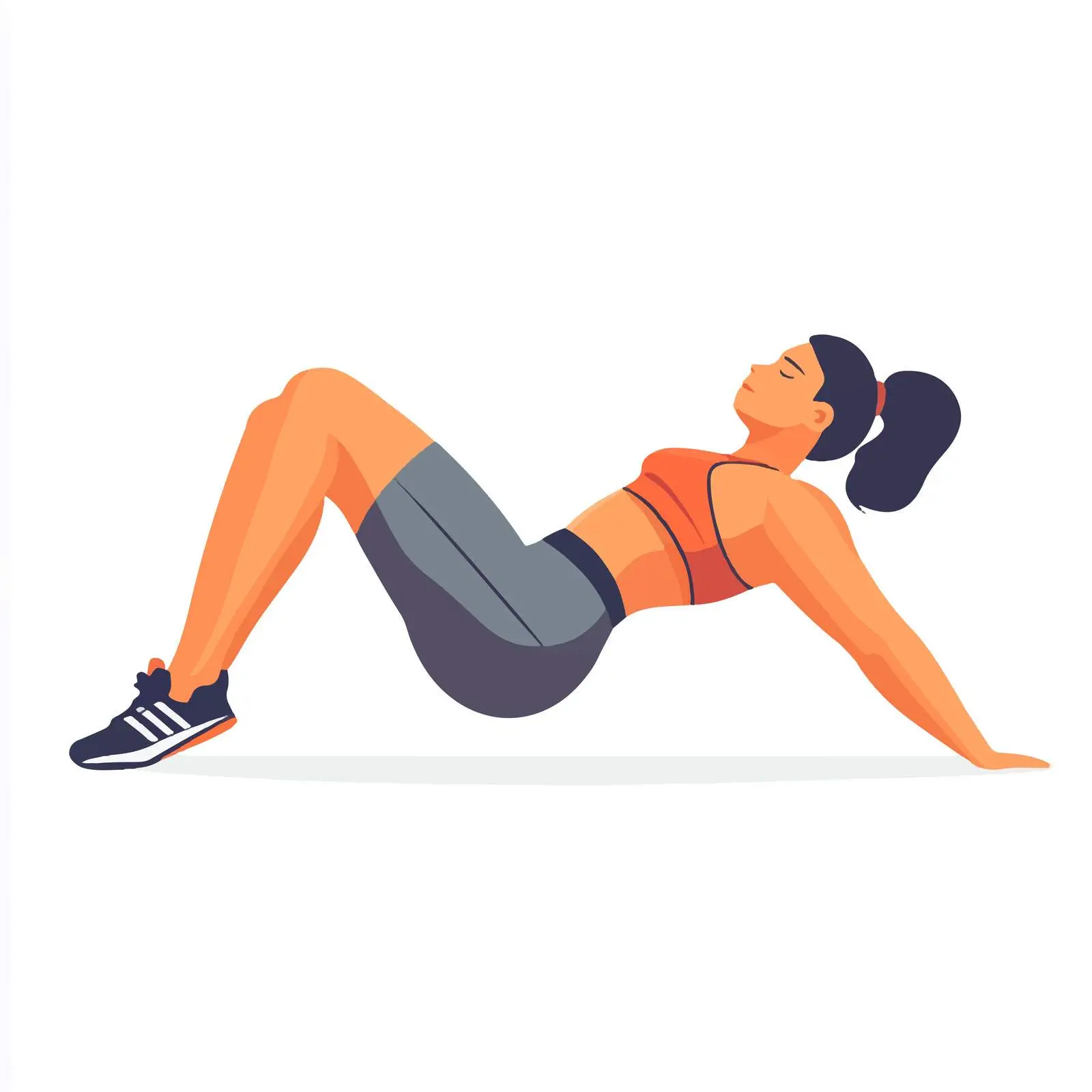 Woman Strengthening Core Muscles Exercise Vector — free download from Dotvec