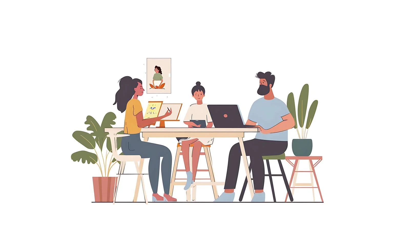 Family Work Collaboration at Home — free download from Dotvec