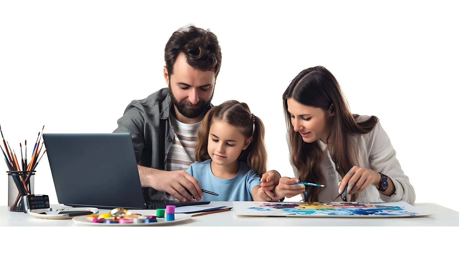 Family Remote Work Collaboration — free download from Dotvec