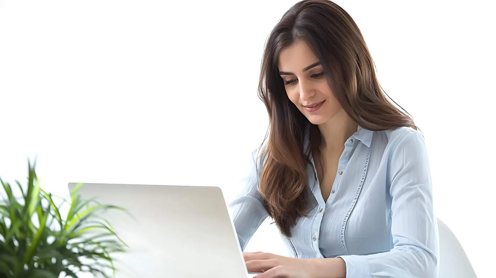 Woman Working with Laptop at Desk — free download from Dotvec