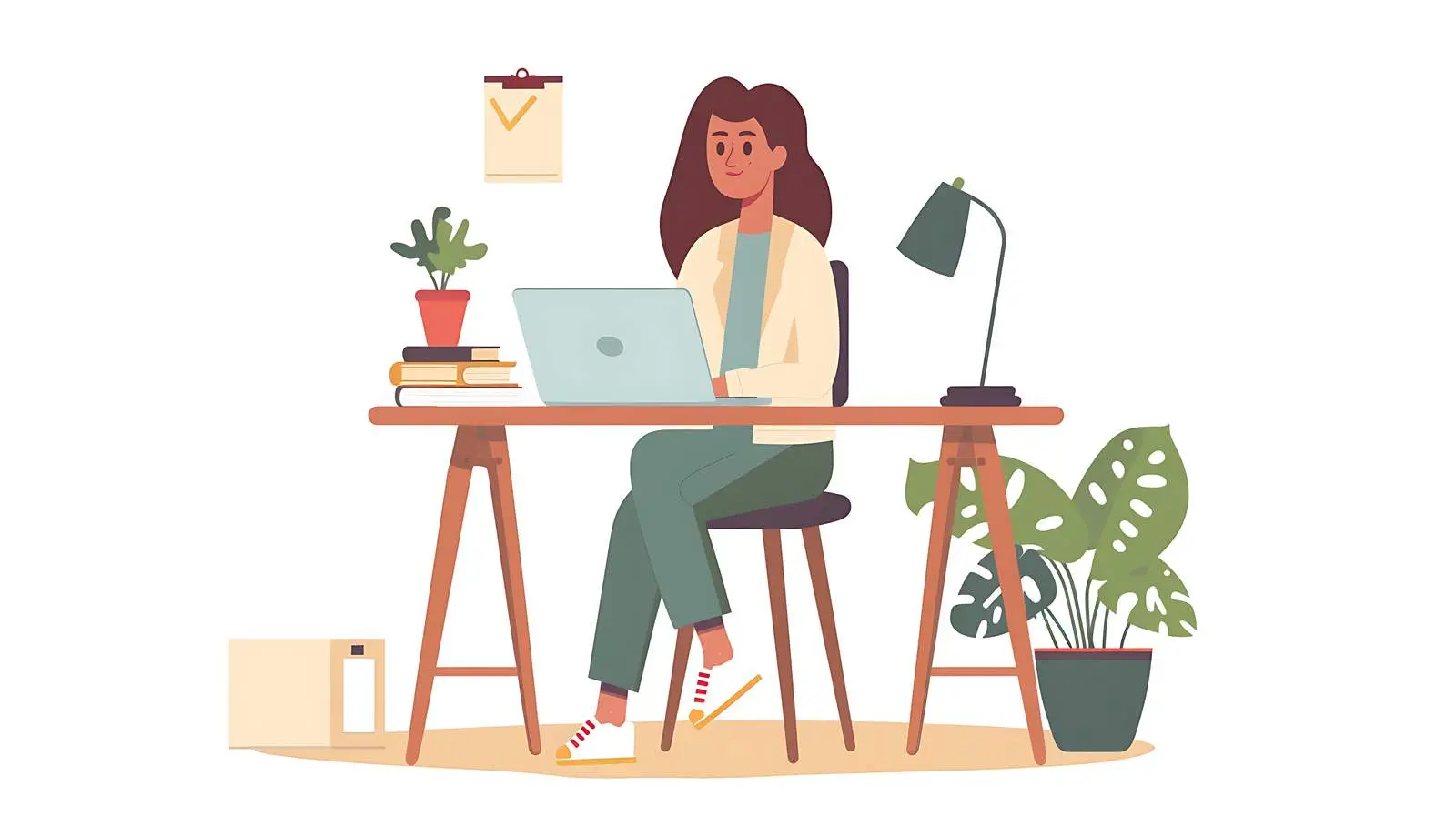 Woman Working on Laptop at Desk – free thoughtful image from Dotvec