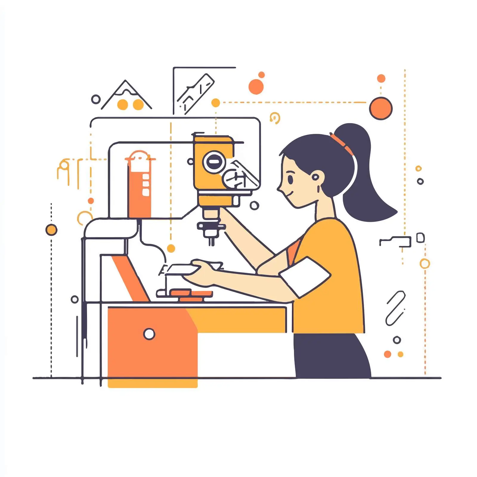 Woman Working with AI Machine Vector Illustration — free download from Dotvec