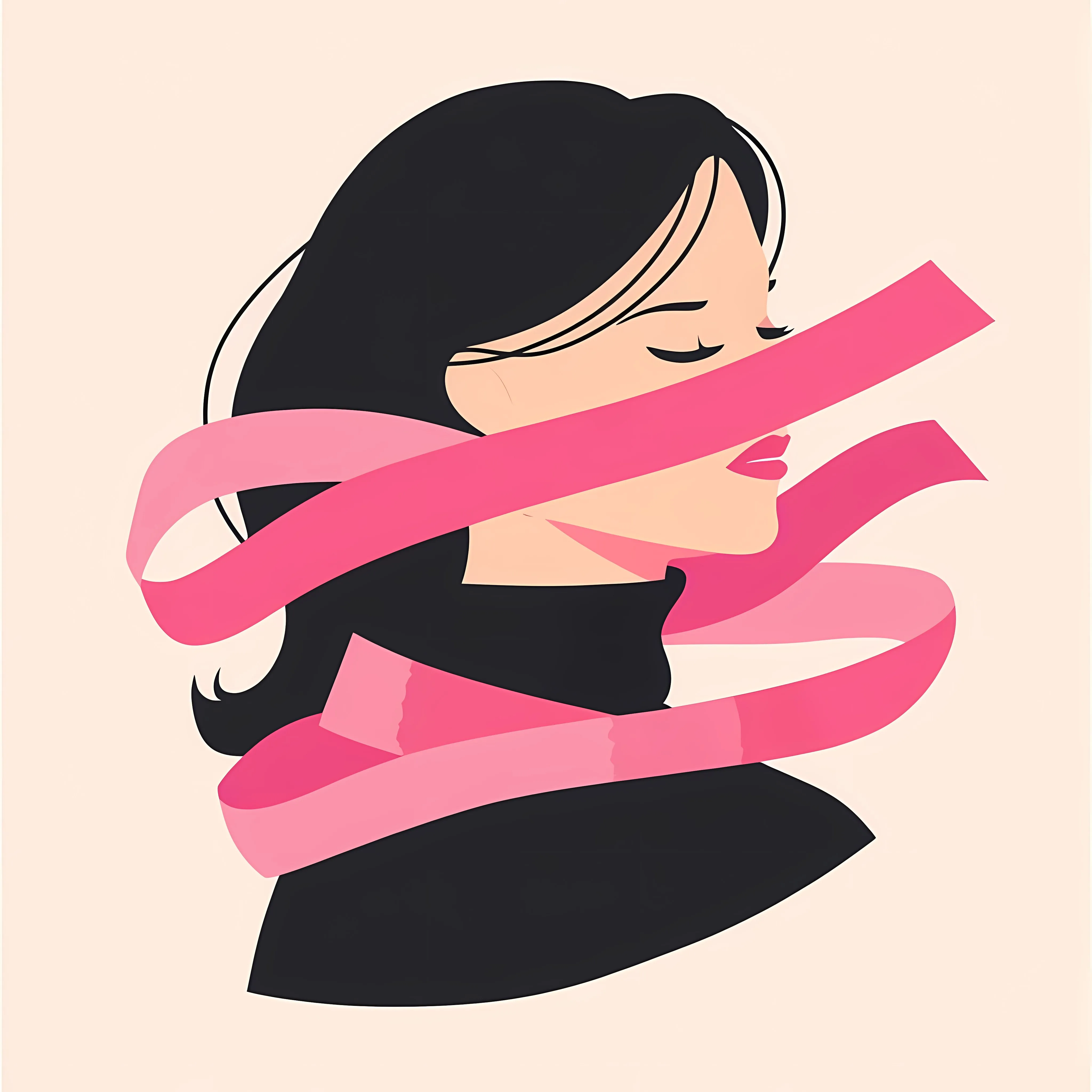 Woman with Pink Ribbon Flat Vector Illustration – free pink ribbon image from Dotvec