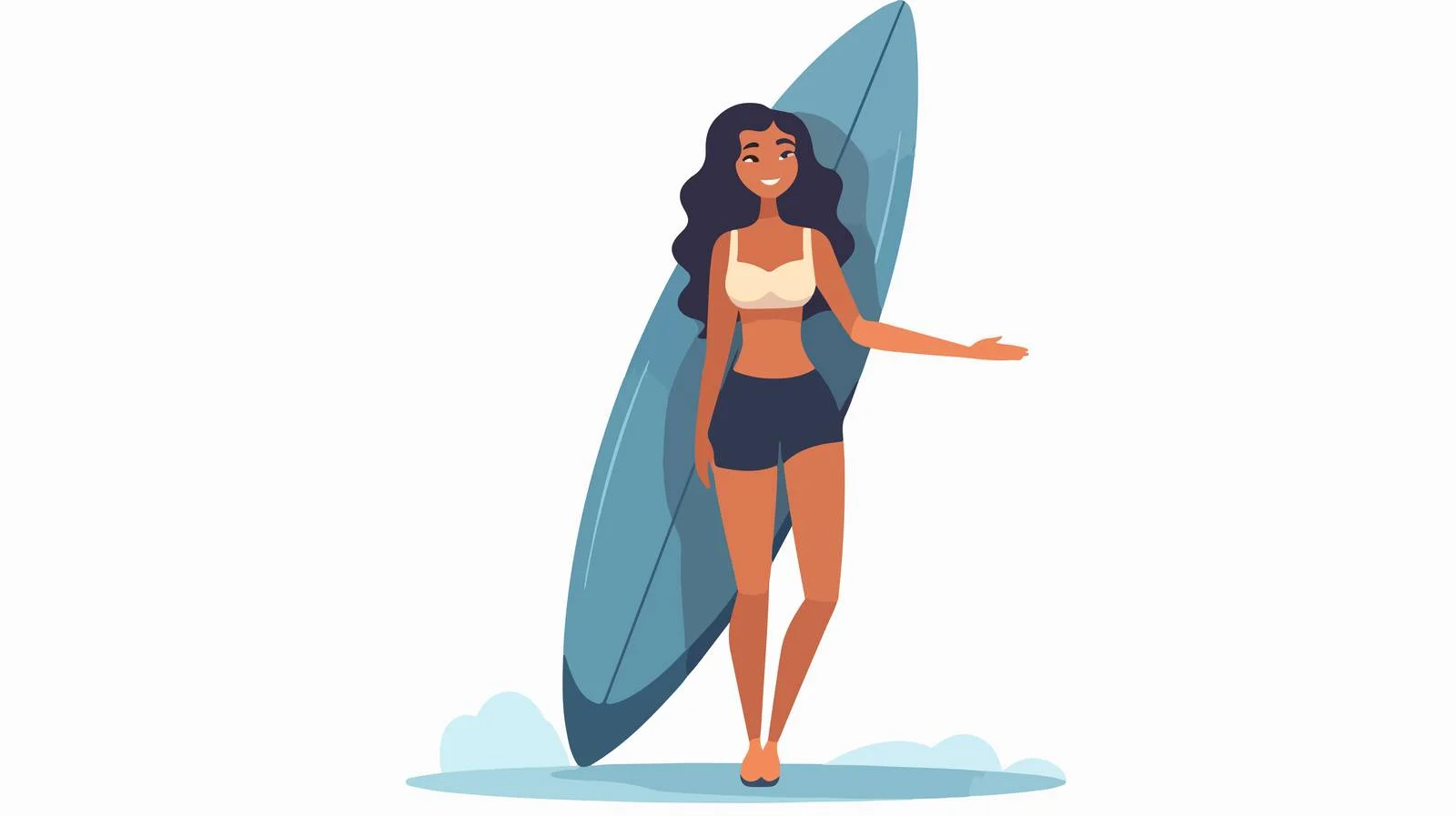 Joyful Woman with Surfboard Outdoors — free download from Dotvec