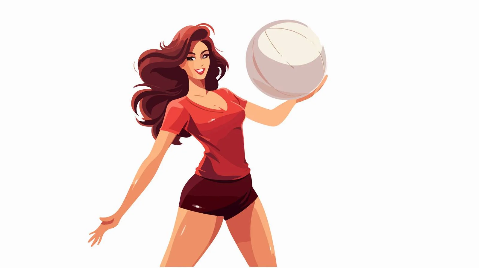 Playful Woman with Ball Cartoon Illustration — free download from Dotvec