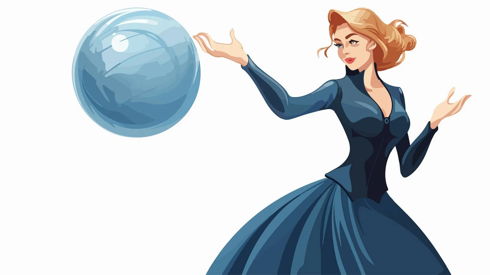 Playful Woman with Ball Cartoon Illustration — free download from Dotvec