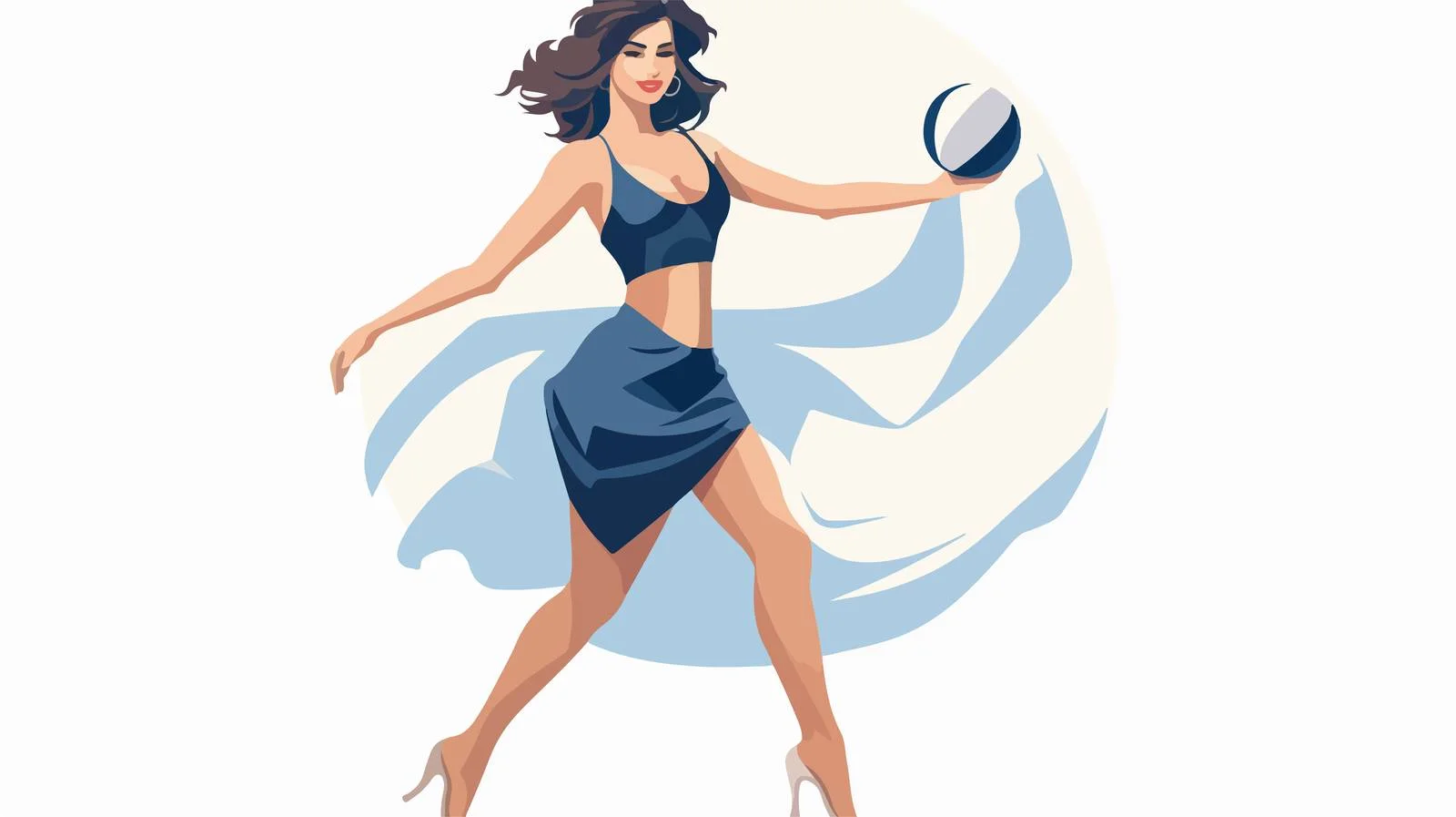 Playful Woman Cartoon with Ball — free download from Dotvec