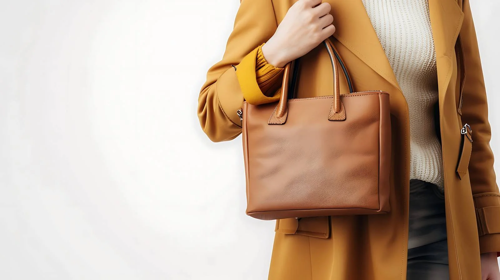 Fashionable woman holding bag outdoors — free download from Dotvec