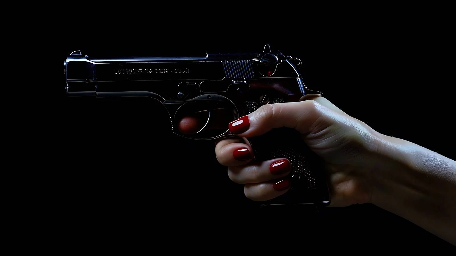 Female Hand Holding Gun on Dark Background — free download from Dotvec