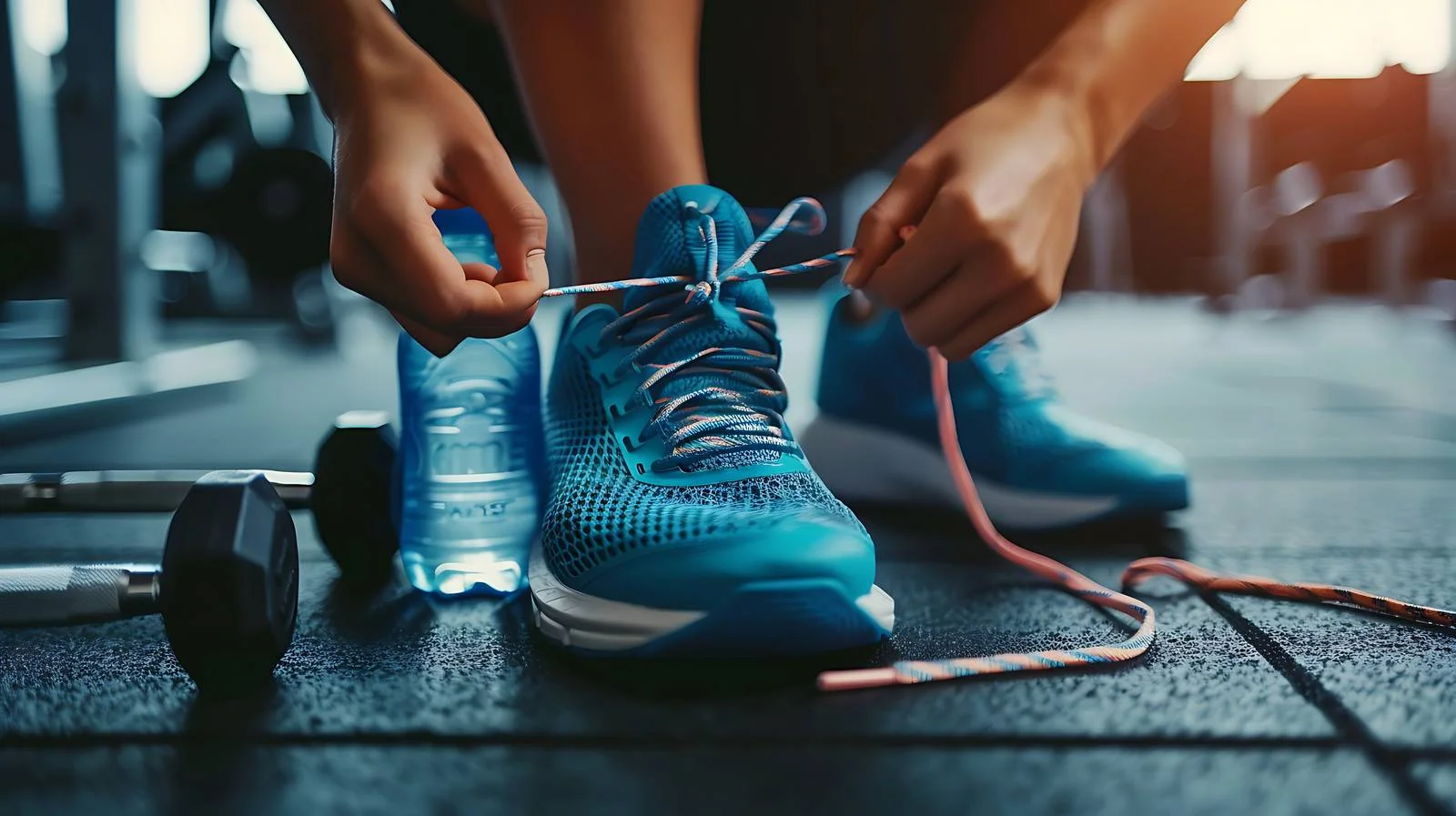 Tying Sports Sneakers in Gym — free download from Dotvec