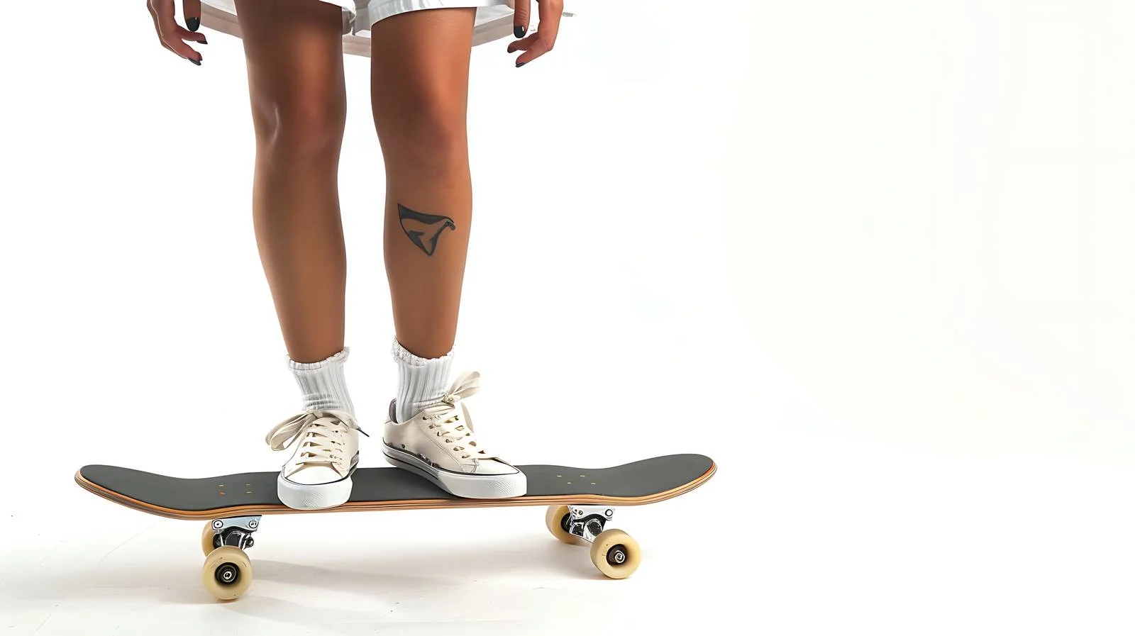 Stylish Woman Standing on Carver Skateboard — free download from Dotvec