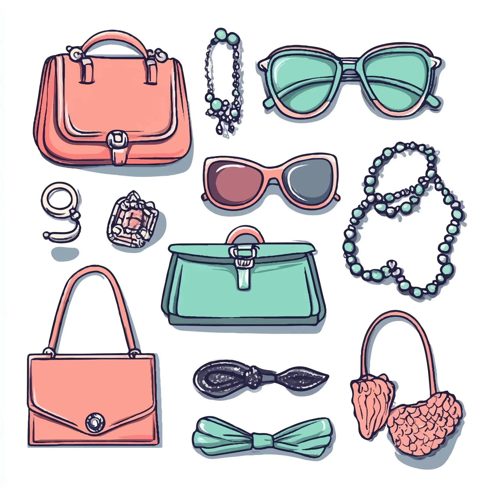 Cartoon Illustration of Women's Accessories Vector free images image from Dotvec