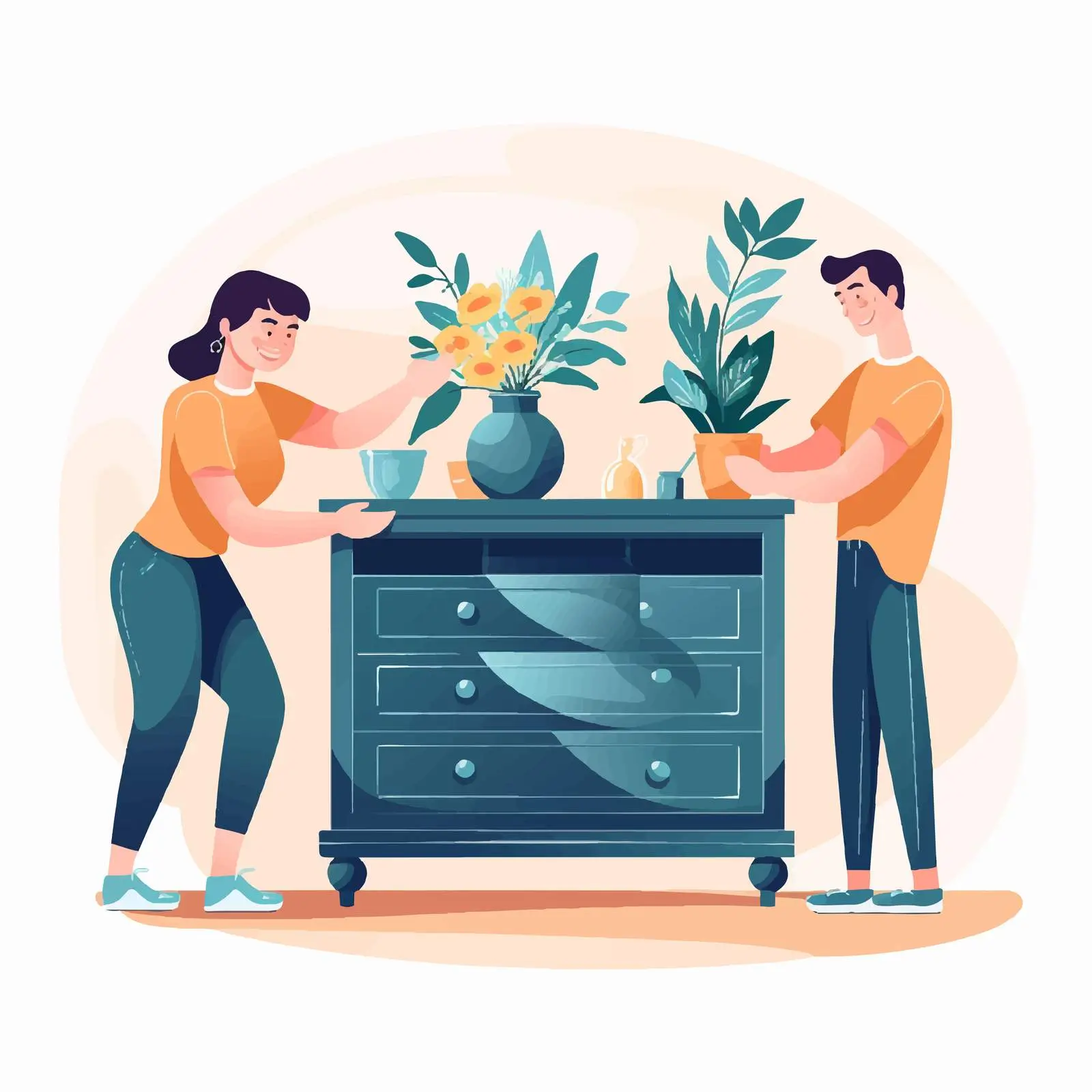 Couple Painting and Decorating Furniture Together — free download from Dotvec