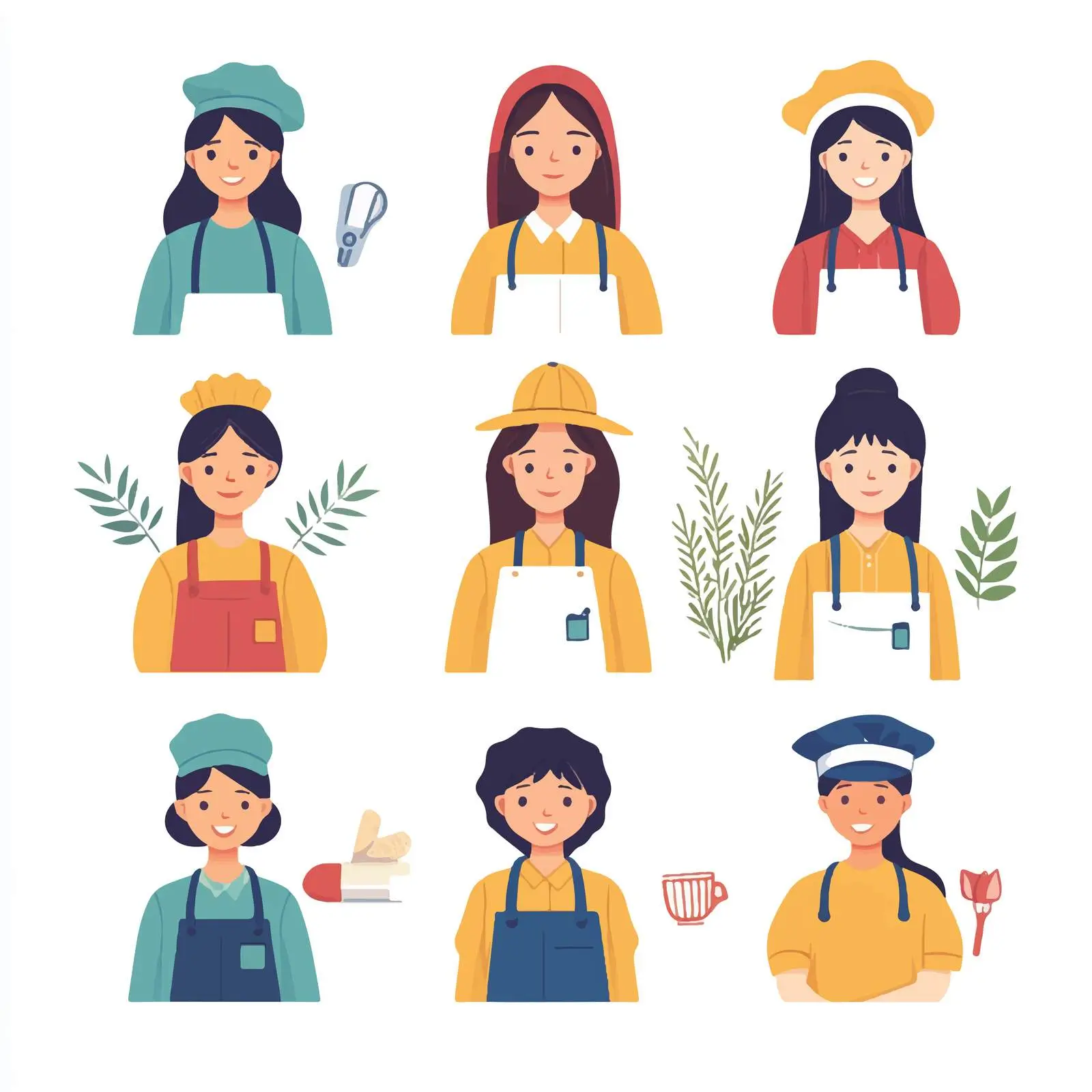 Diverse Women in Various Professions Illustration – free skillset image from Dotvec