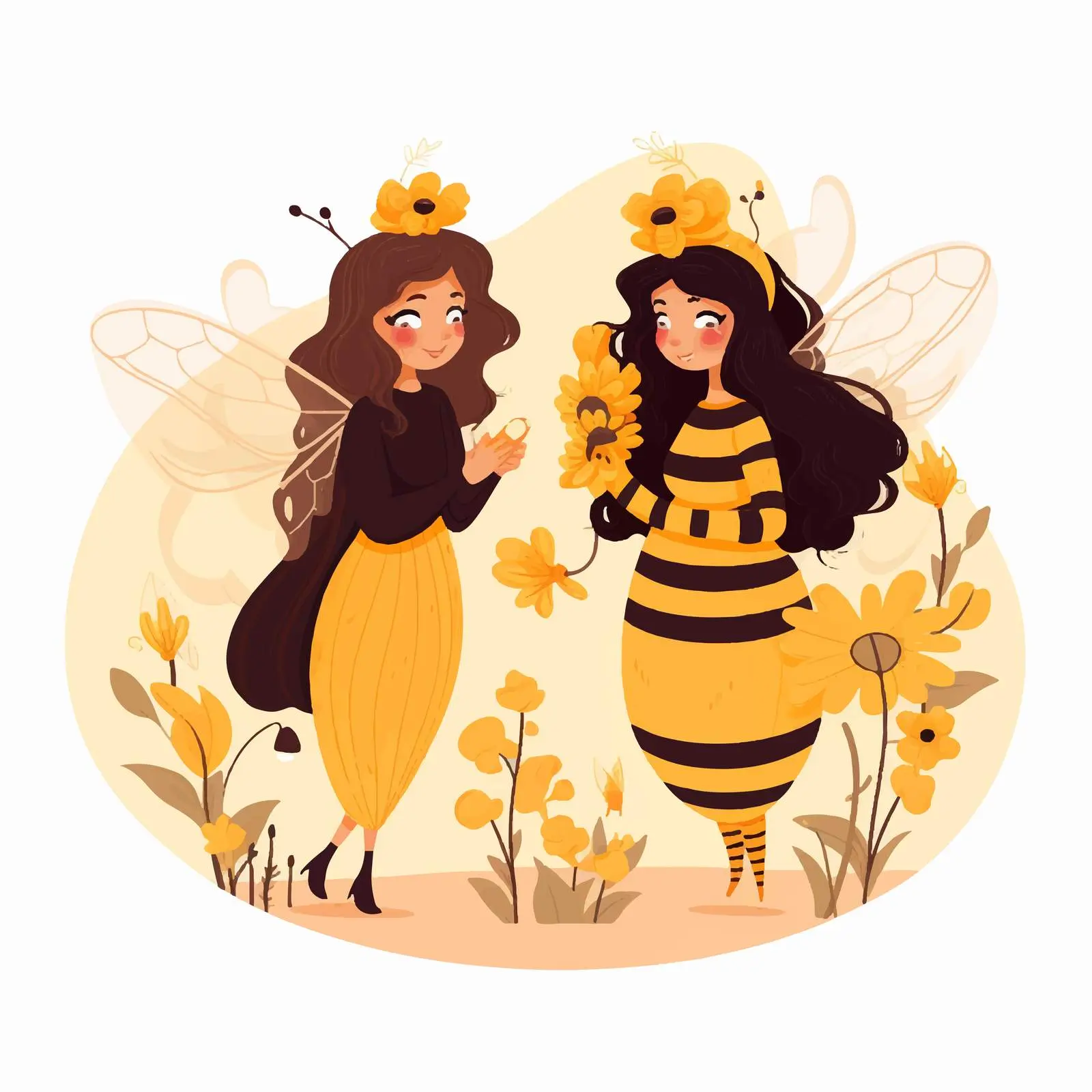 Fairytale Scene of Women as Bee and Flower — free download from Dotvec