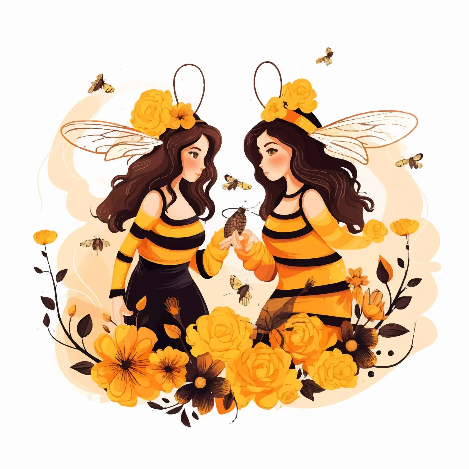 Fairytale Scene with Women as Bee and Flower — free download from Dotvec