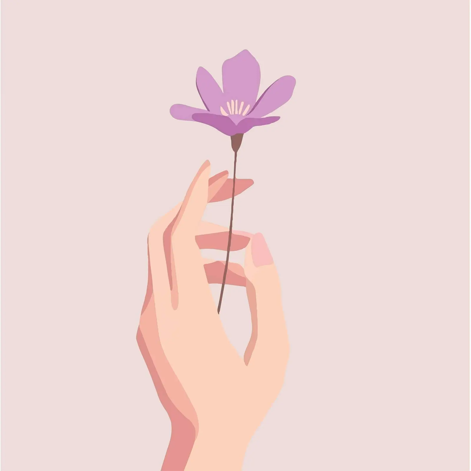 Pink Nails Holding Purple Flower Vector Art — free download from Dotvec