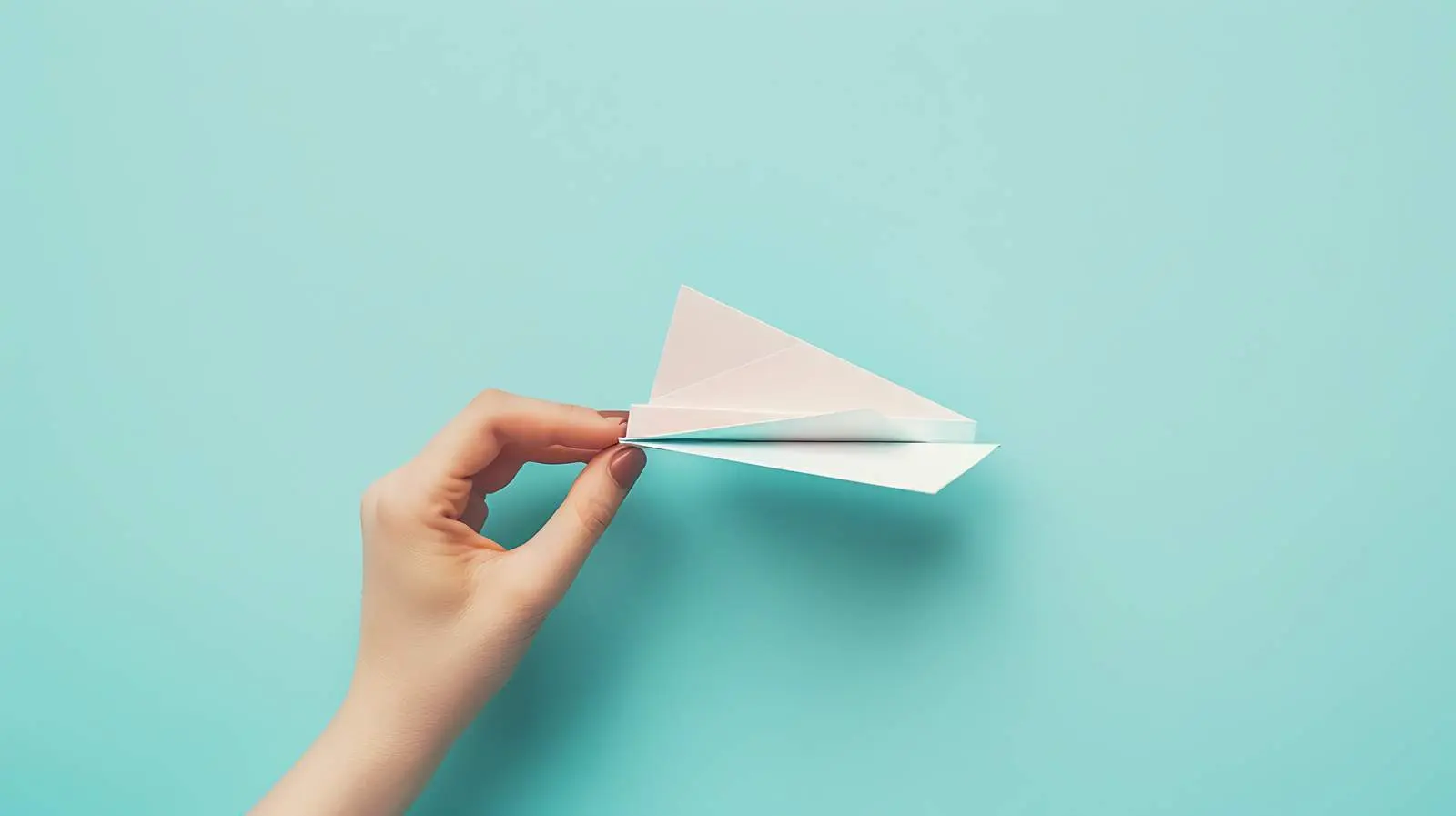 Woman Holding Paper Plane on Blue Background – free empowerment image from Dotvec