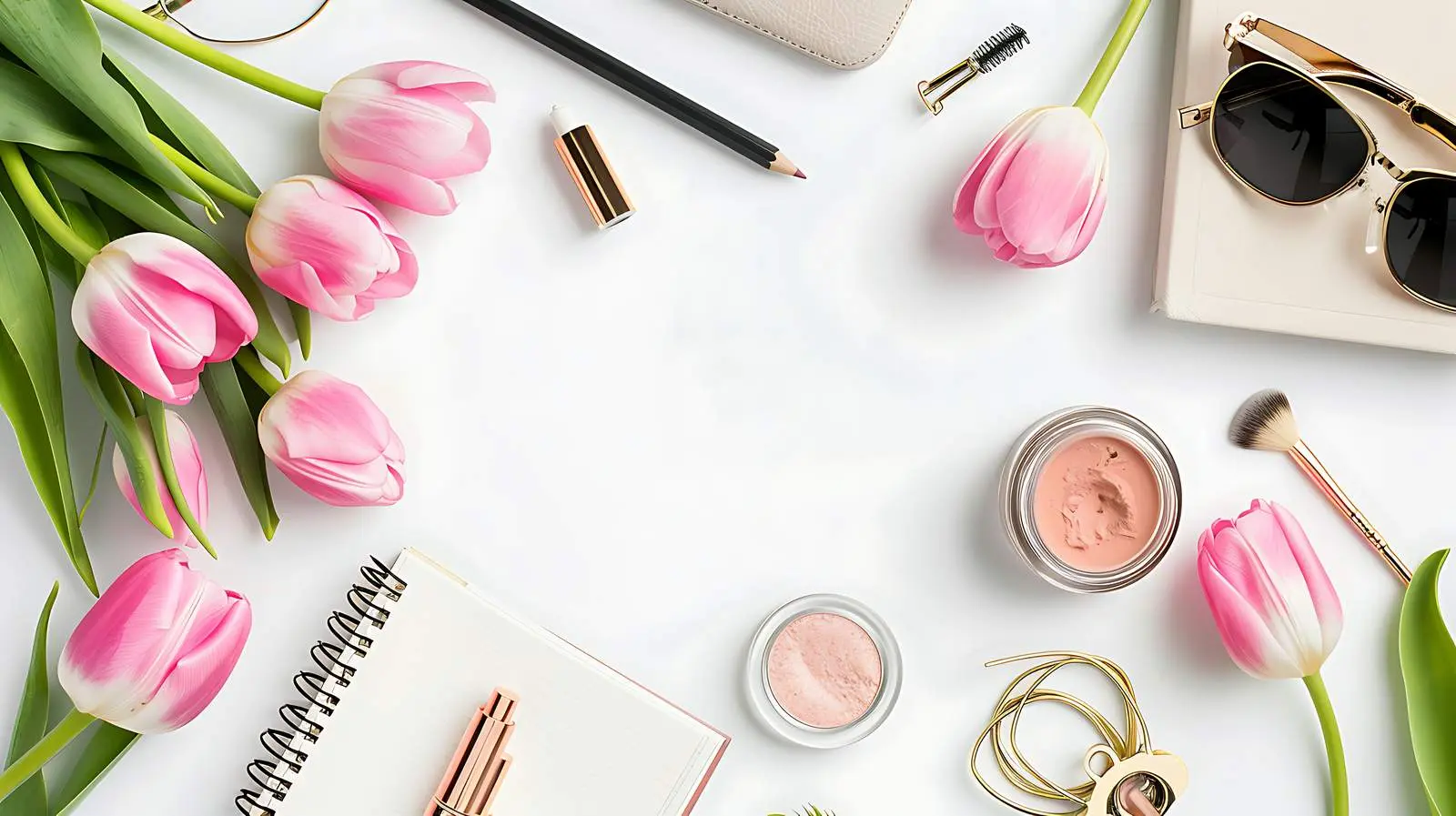 Women Working at Home Office Desk with Flowers — free download from Dotvec