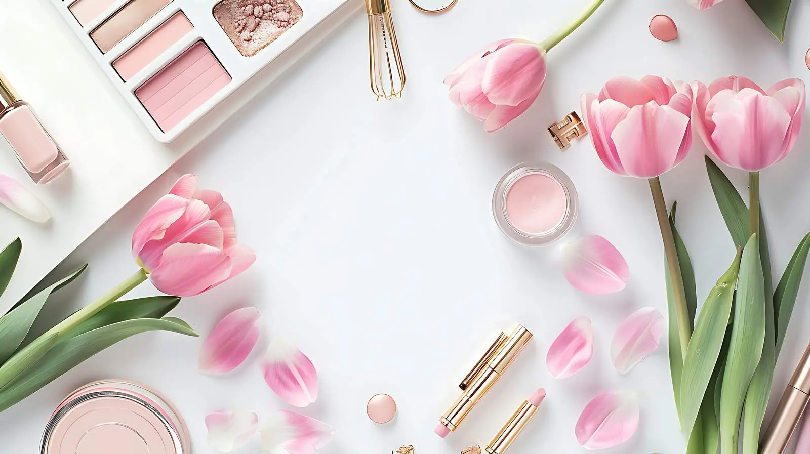 Elegant Home Office Desk with Pink Tulips – free tulips image from Dotvec