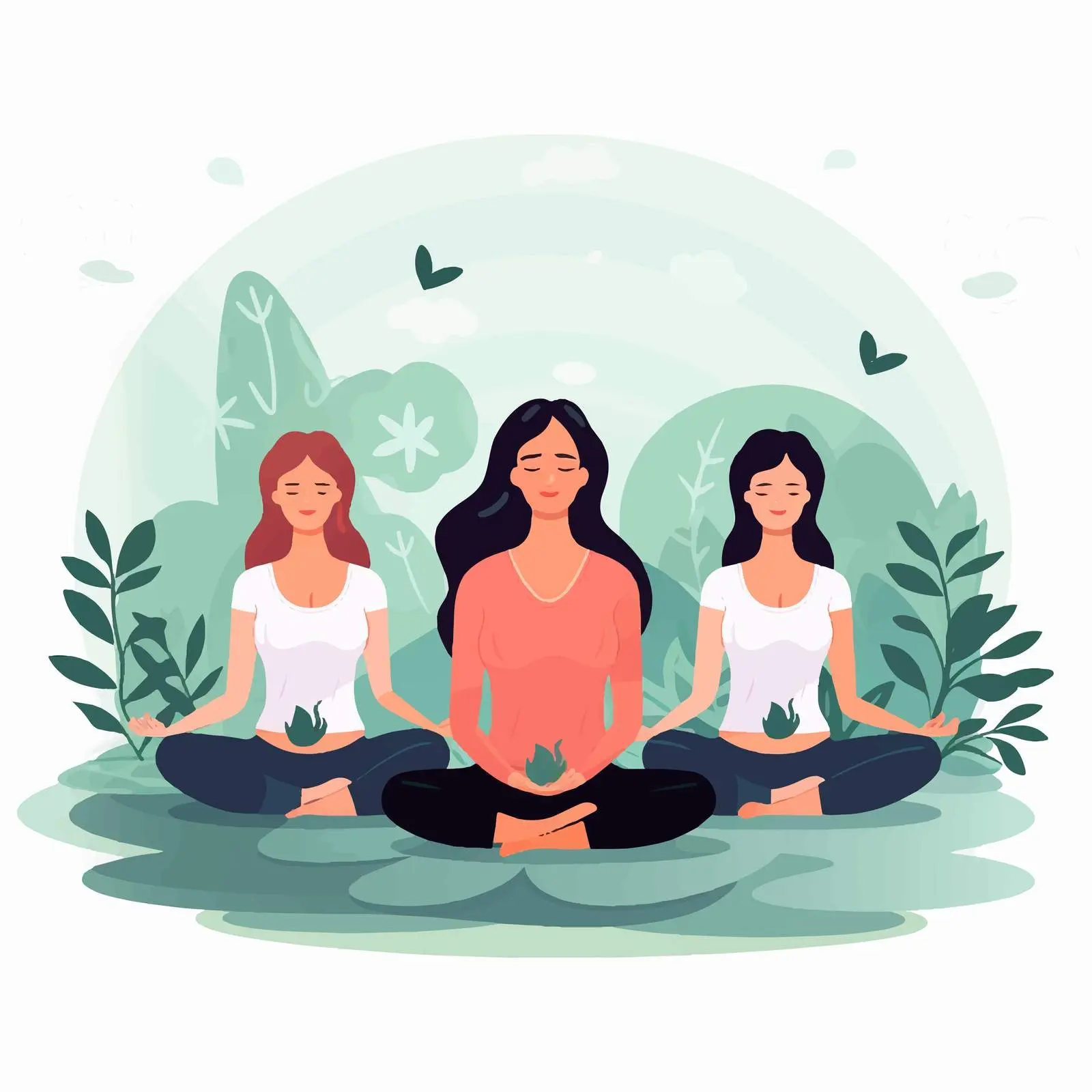 Women Meditating in Yoga for Relaxation — free download from Dotvec