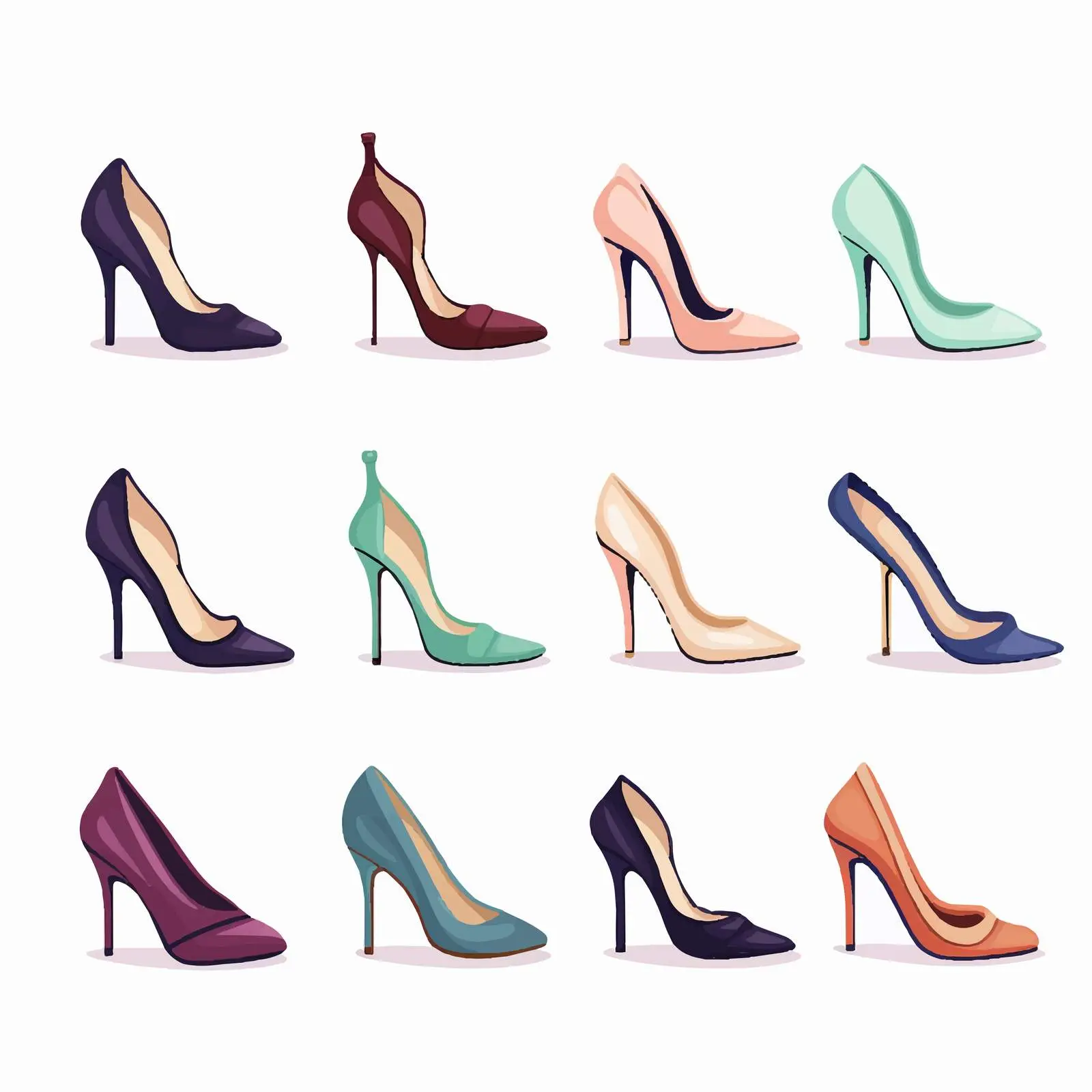 Stylish Women Shoes Vector Illustration on White Background – free graphic representation image from Dotvec