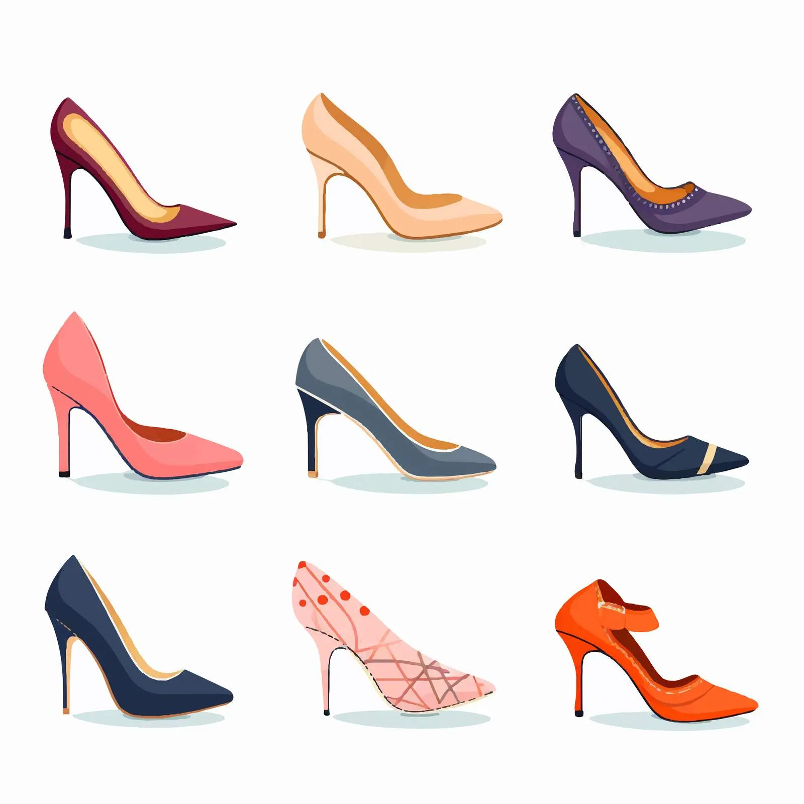 Stylish Women Shoes Vector Illustration on White Background – free trendy shoes image from Dotvec