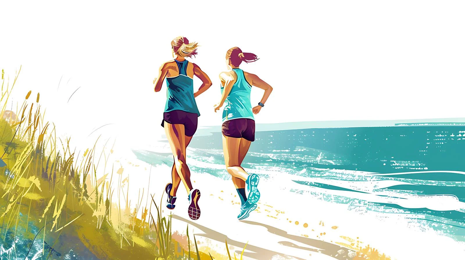 Female runners on coastal path Isola — free download from Dotvec