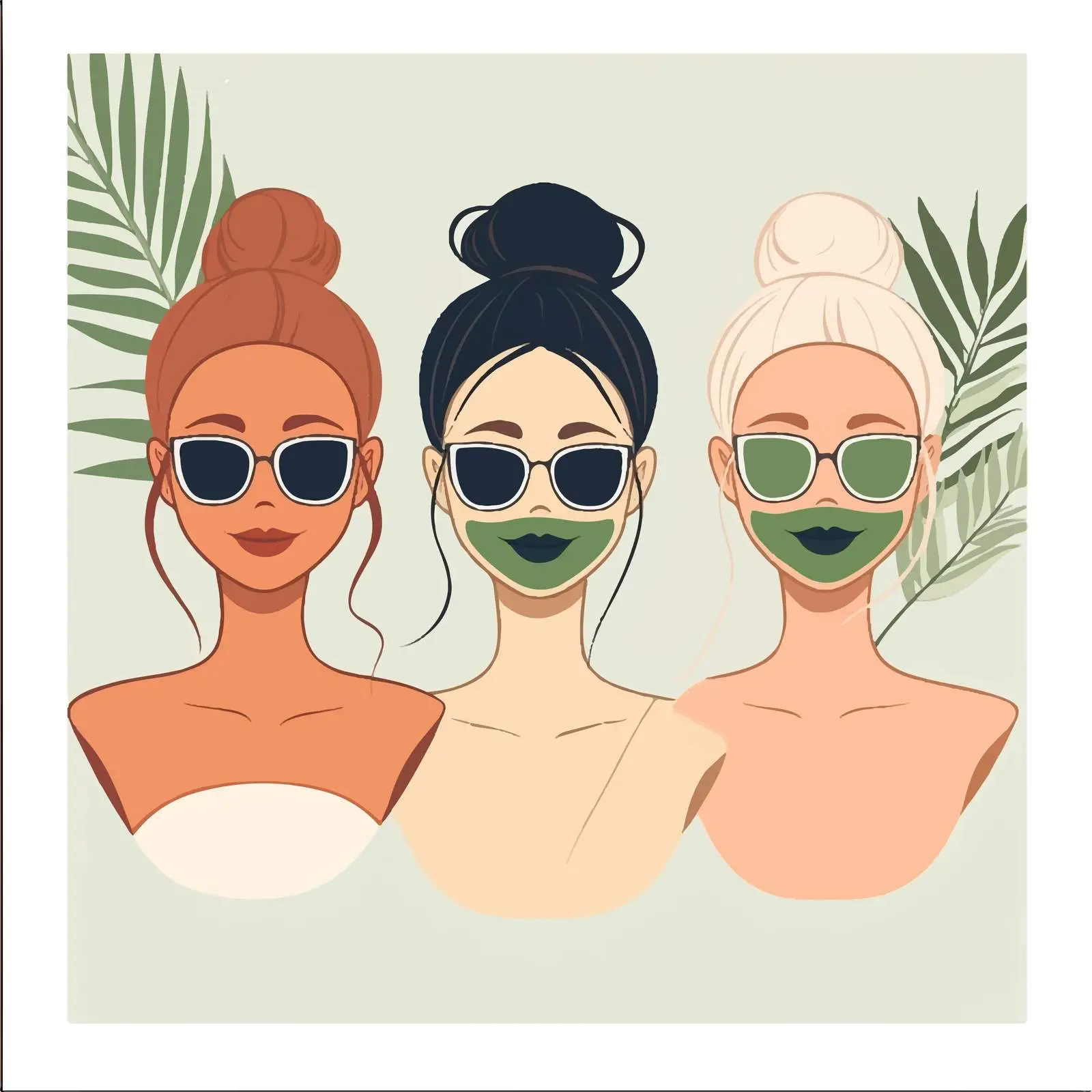 Women Using Clay Facial Masks Cartoon Illustration – free clay mask image from Dotvec