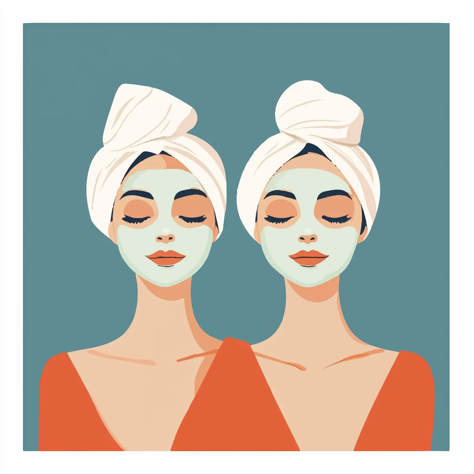 Women with Clay Facial Masks Cartoon Illustration — free download from Dotvec