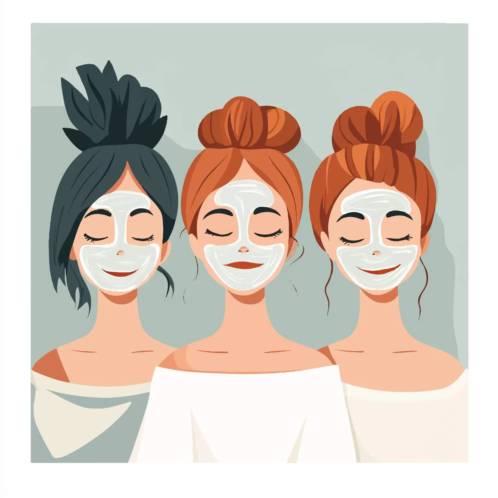 Women Enjoying Clay Facial Masks Illustration – free facial care image from Dotvec