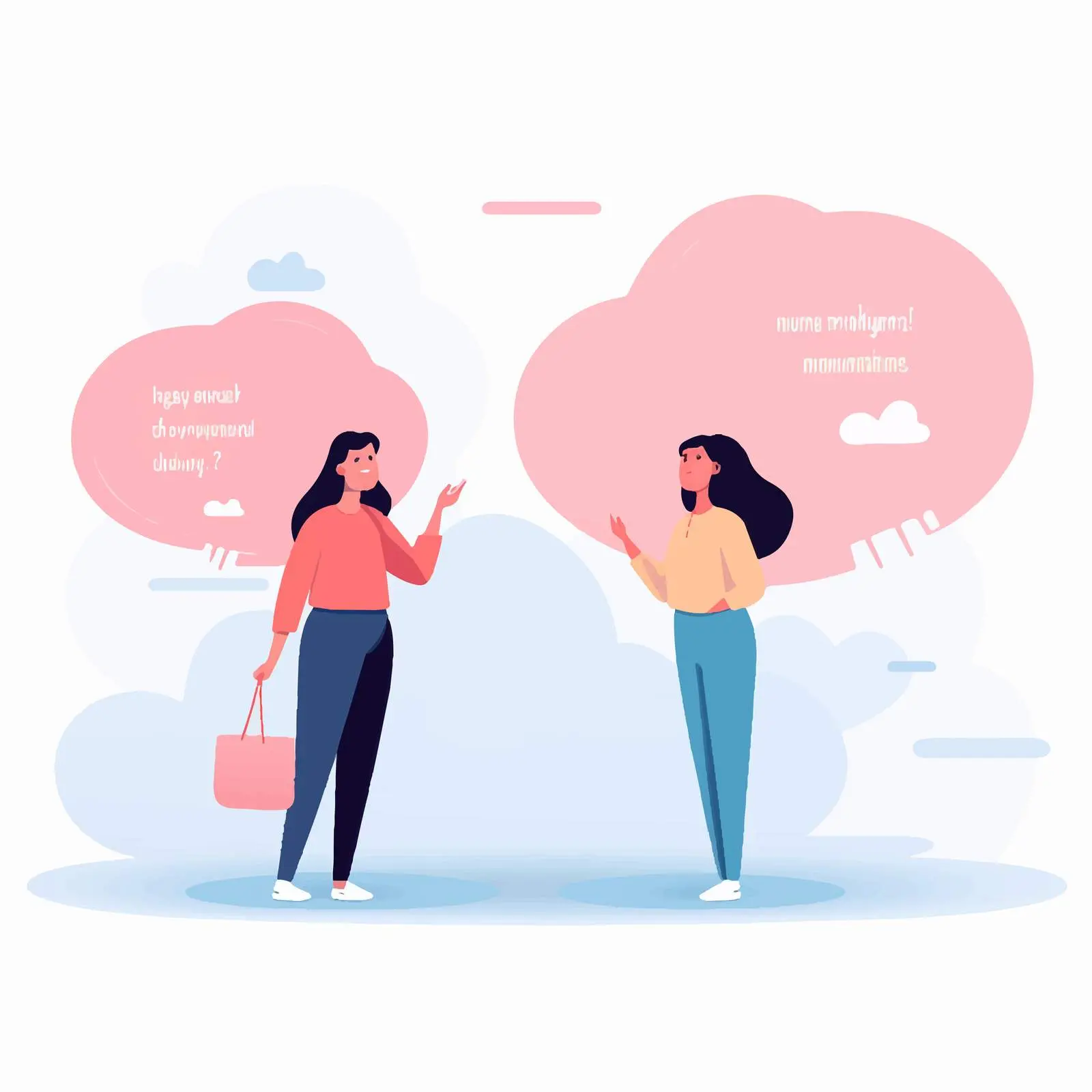 Women with Speech Bubbles Flat Vector Illustration – free creative professional image from Dotvec